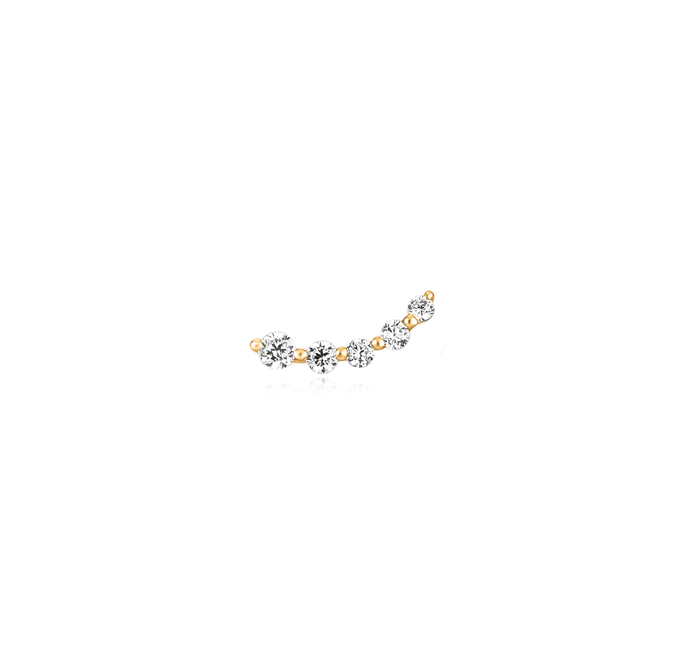 Five Diamond Gradual Ear Climber - Solid 14K Yellow Gold | BITS OF BALI JEWELRY