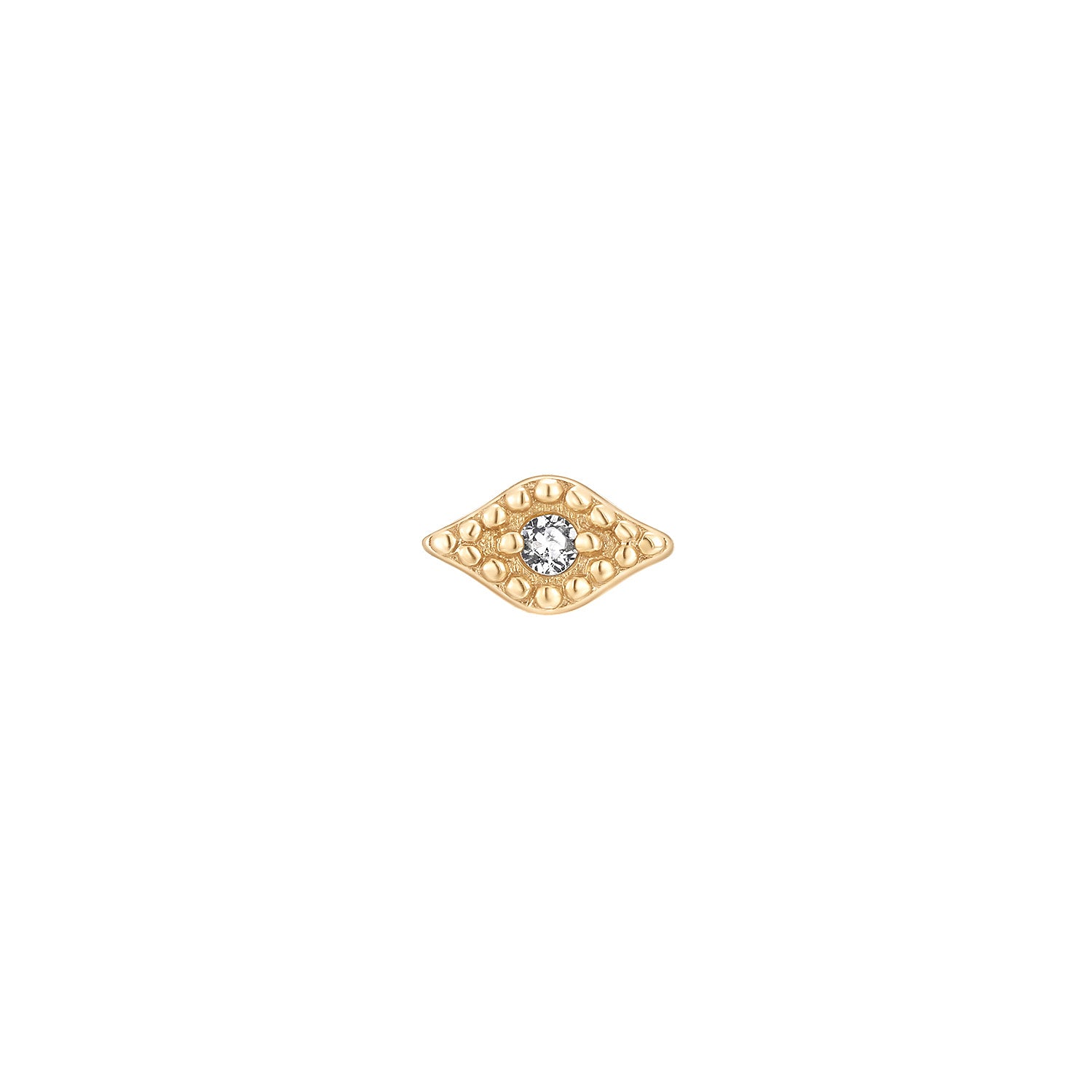 Evil Eye Flat Back Stud Earring - 14K Solid Yellow Gold | BITS OF BALI JEWELRY