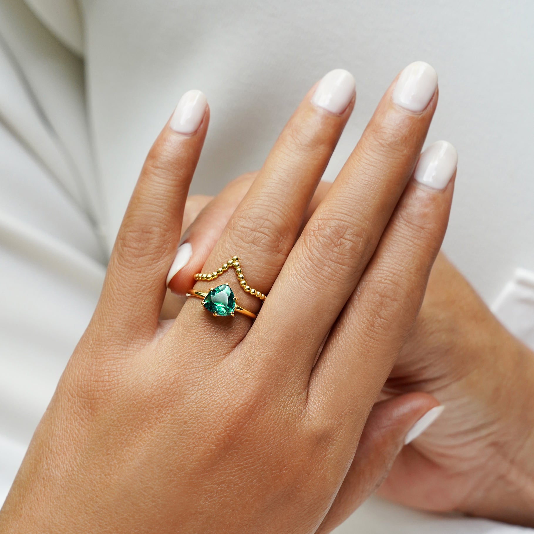 Green Quartz Ring - Solid 18K Yellow Gold | BITS OF BALI JEWELRY