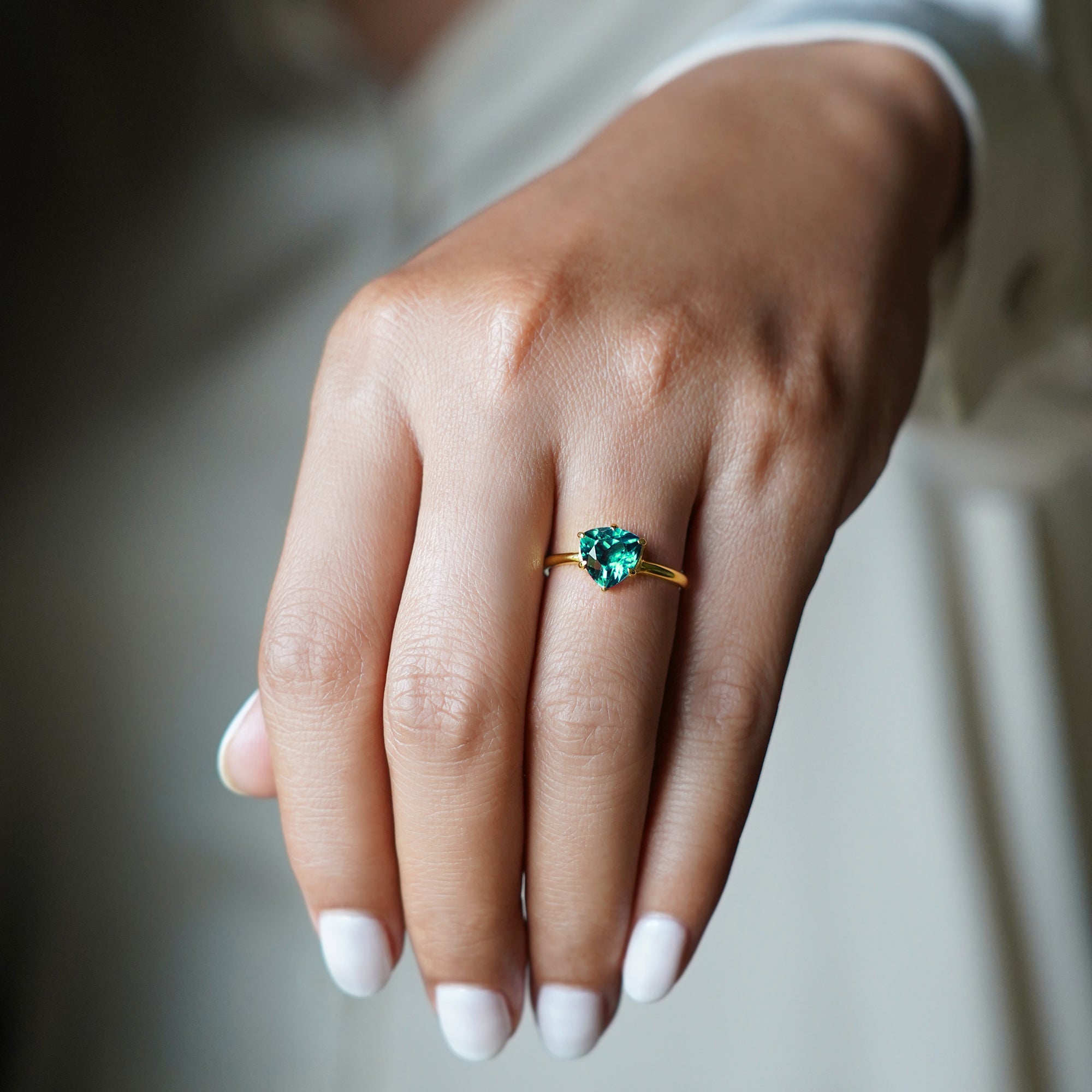 Ibu Trillion Green Quartz Ring | BITS OF BALI JEWELRY