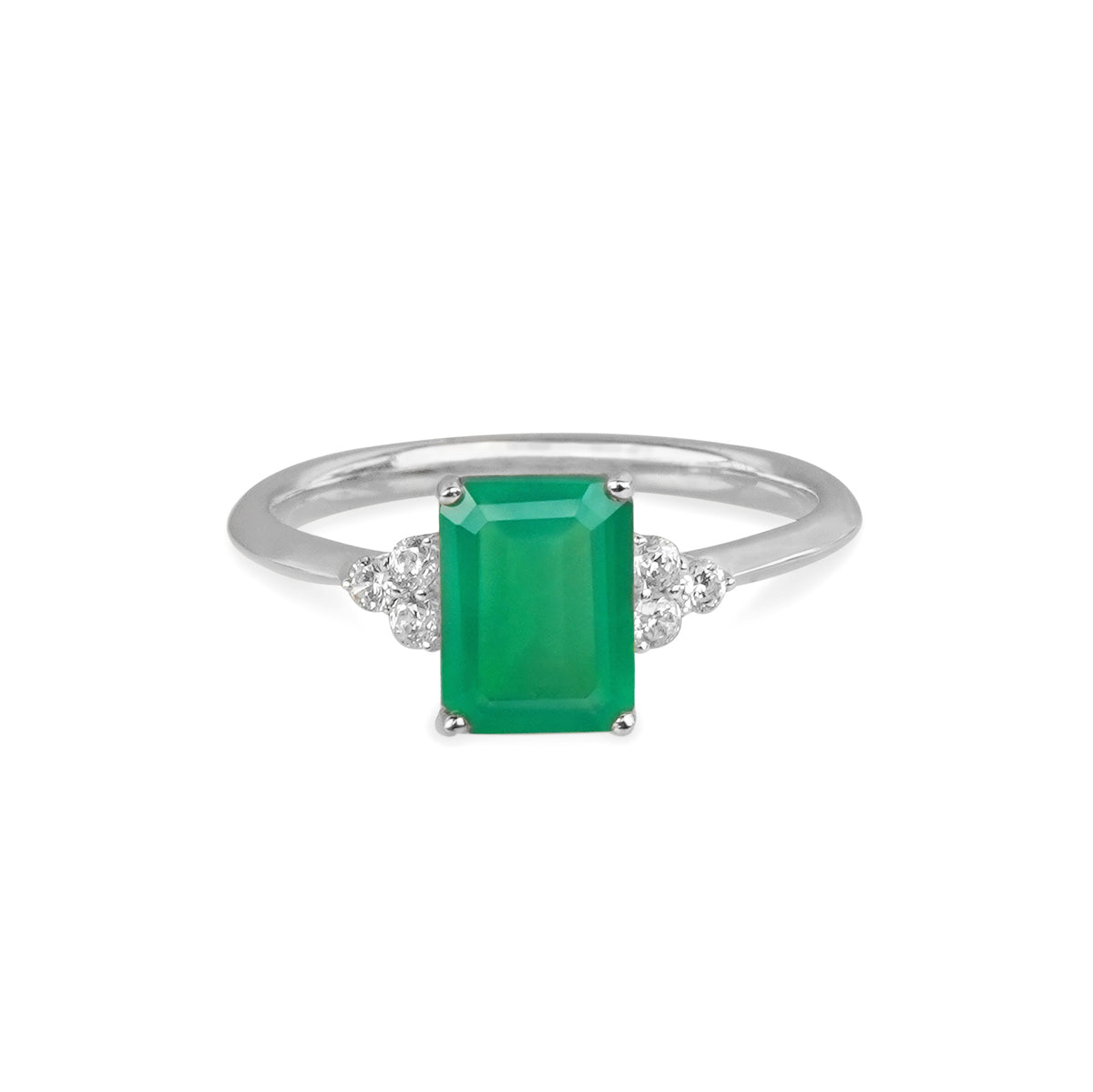 Gemstone Rings Bali Sterling Silver Ring with Green Quartz Gemstone Size 8 main image 2
