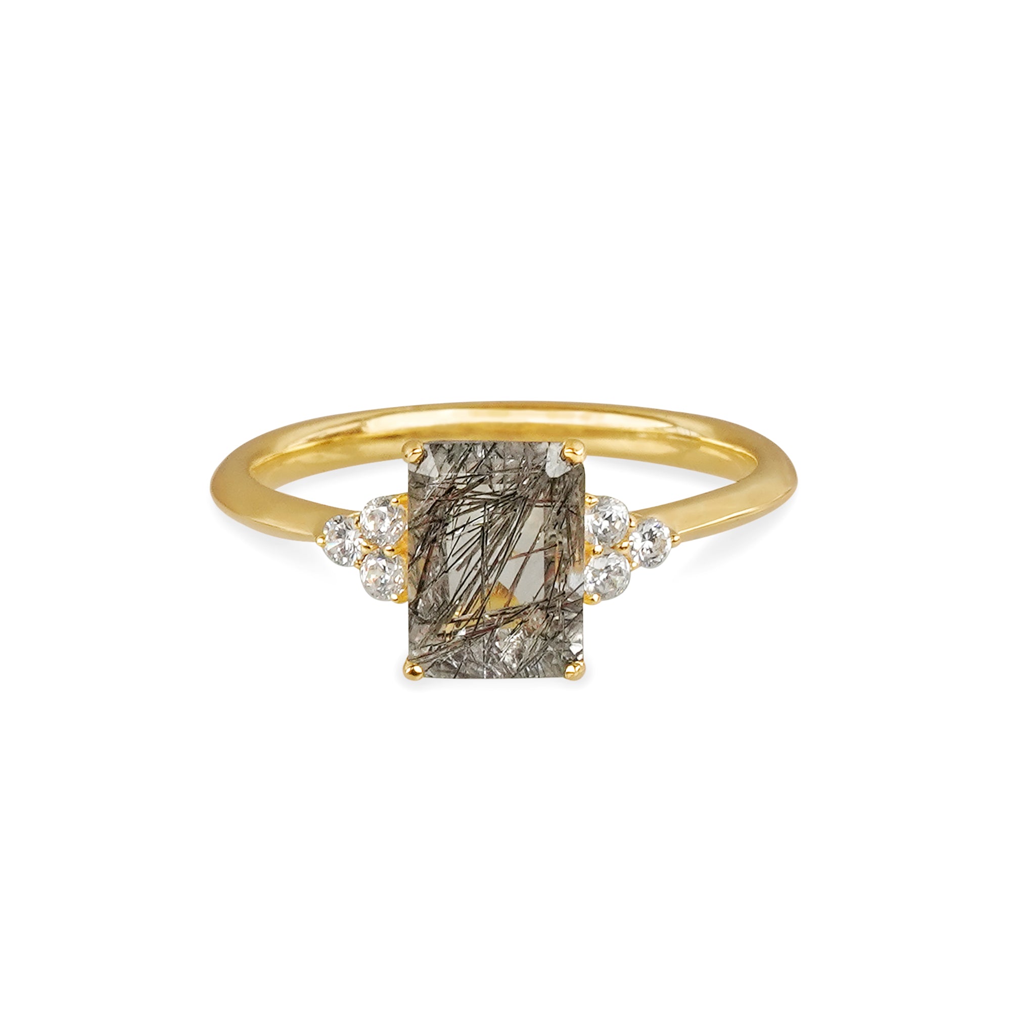 Ibu Rutilated Quartz Ring - Baguette Shape | BITS OF BALI JEWELRY
