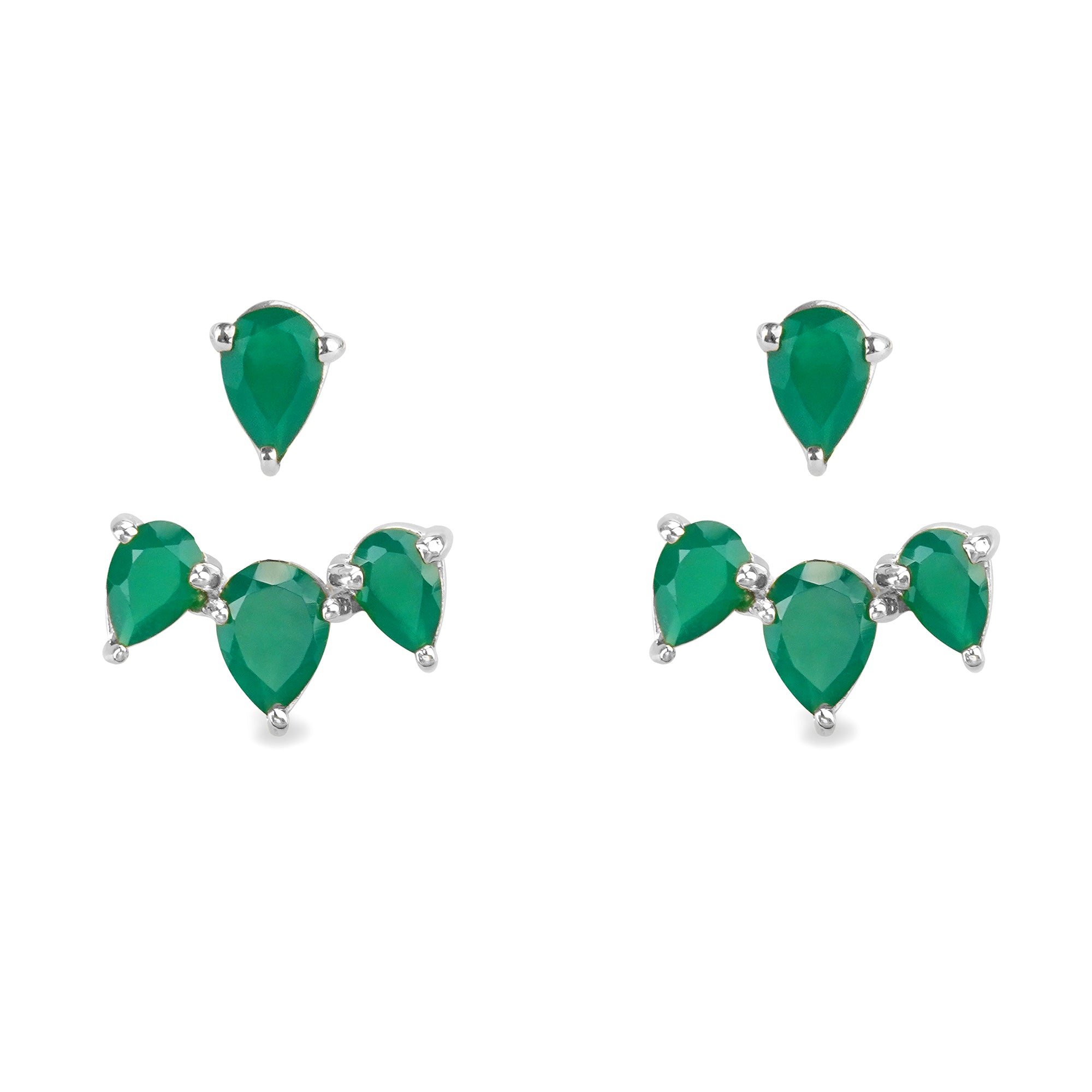 Ibu Baskara Ear Jackets - Green Onyx | BITS OF BALI JEWELRY