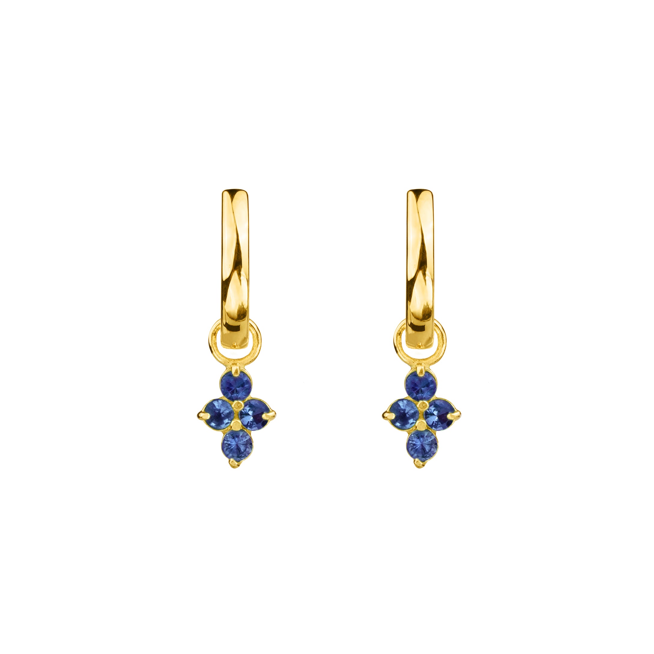 Ibu Huggies Earrings With Blue Sapphire Charms | BITS OF BALI JEWELRY