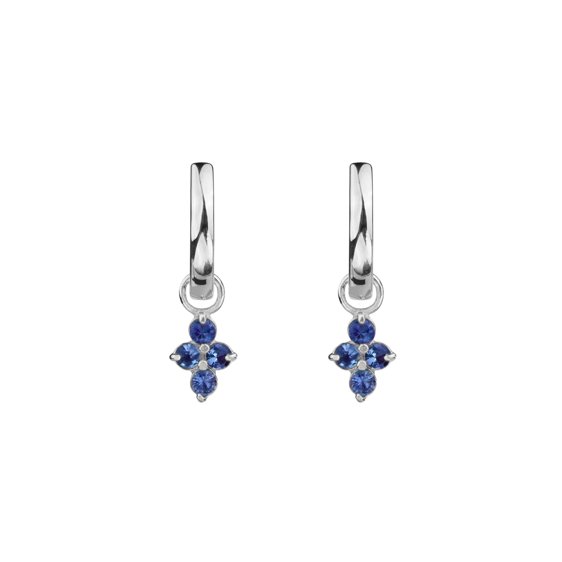 Ibu Huggies Earrings With Blue Sapphire Charms | BITS OF BALI JEWELRY