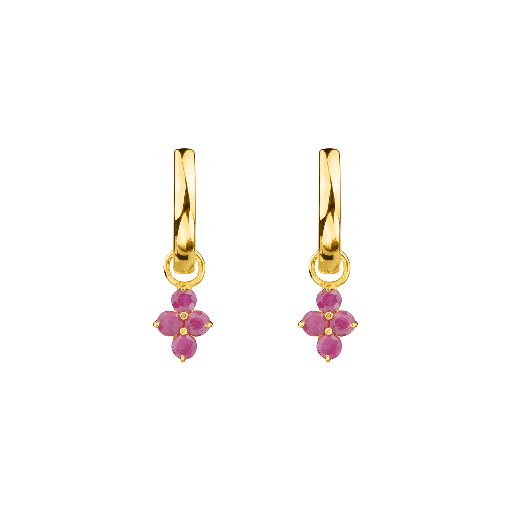 Ibu Huggies Earrings With Ruby Charms | BITS OF BALI JEWELRY