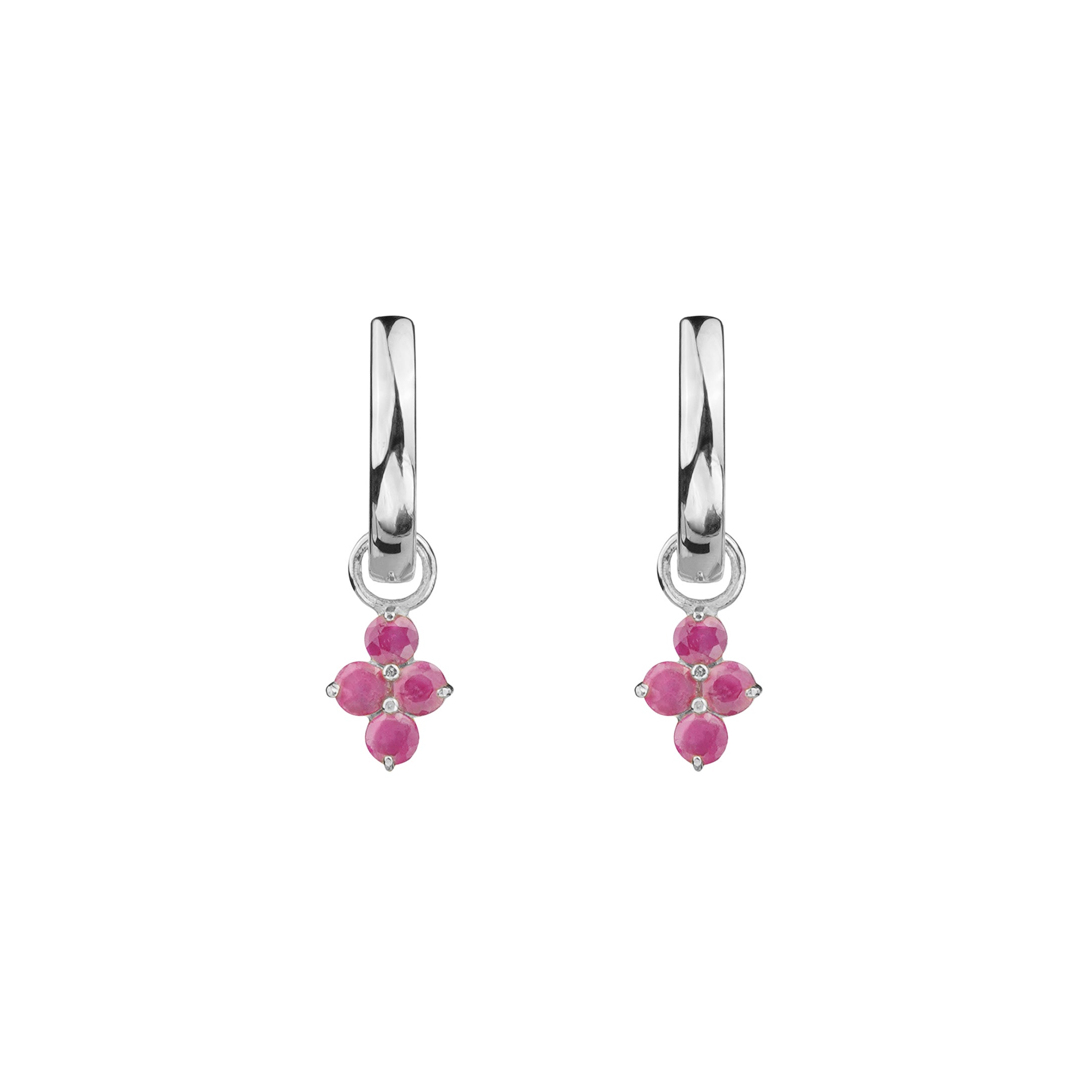 Ibu Huggies Earrings With Ruby Charms | BITS OF BALI JEWELRY