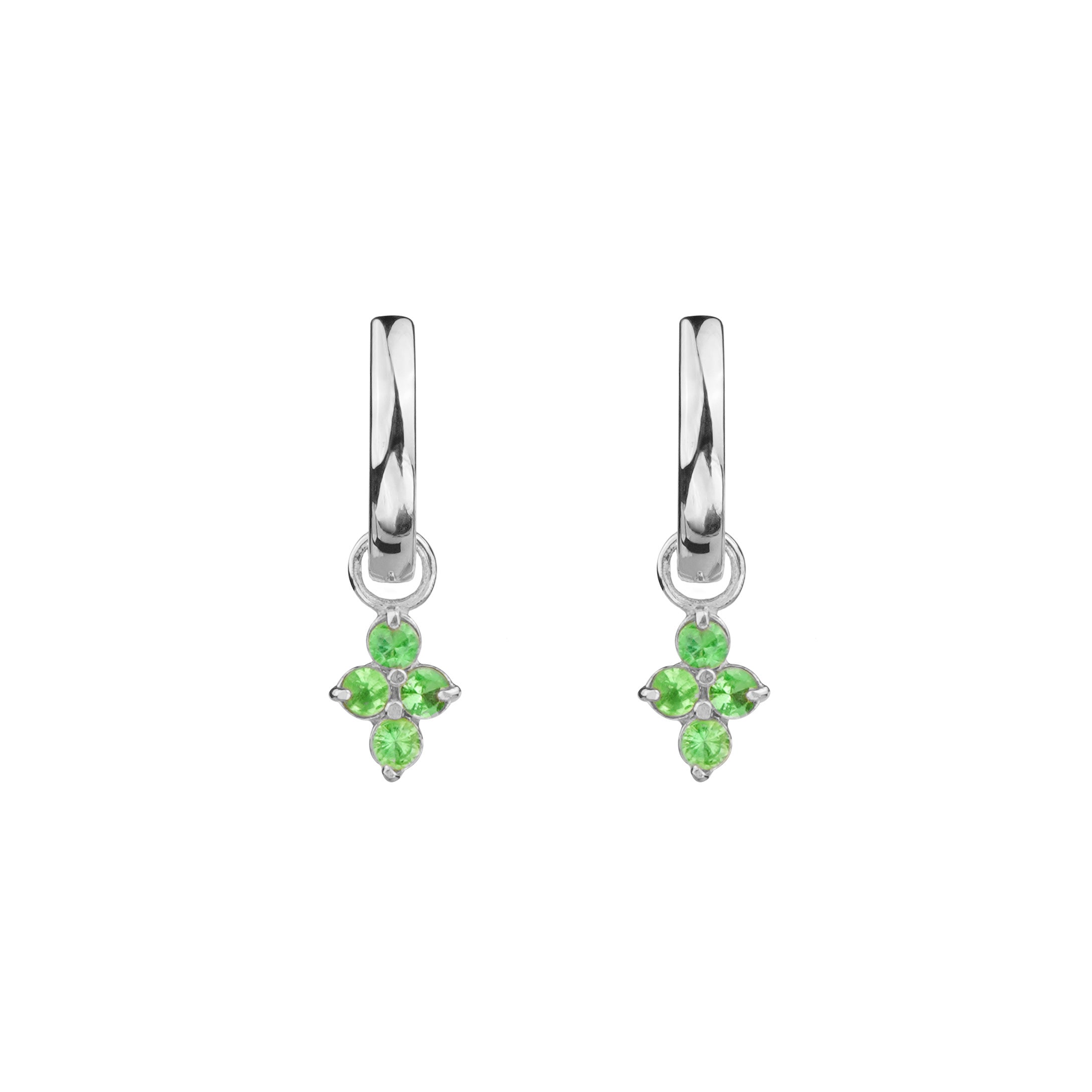 Ibu Huggies Earrings With Tsavorite Charms | BITS OF BALI JEWELRY
