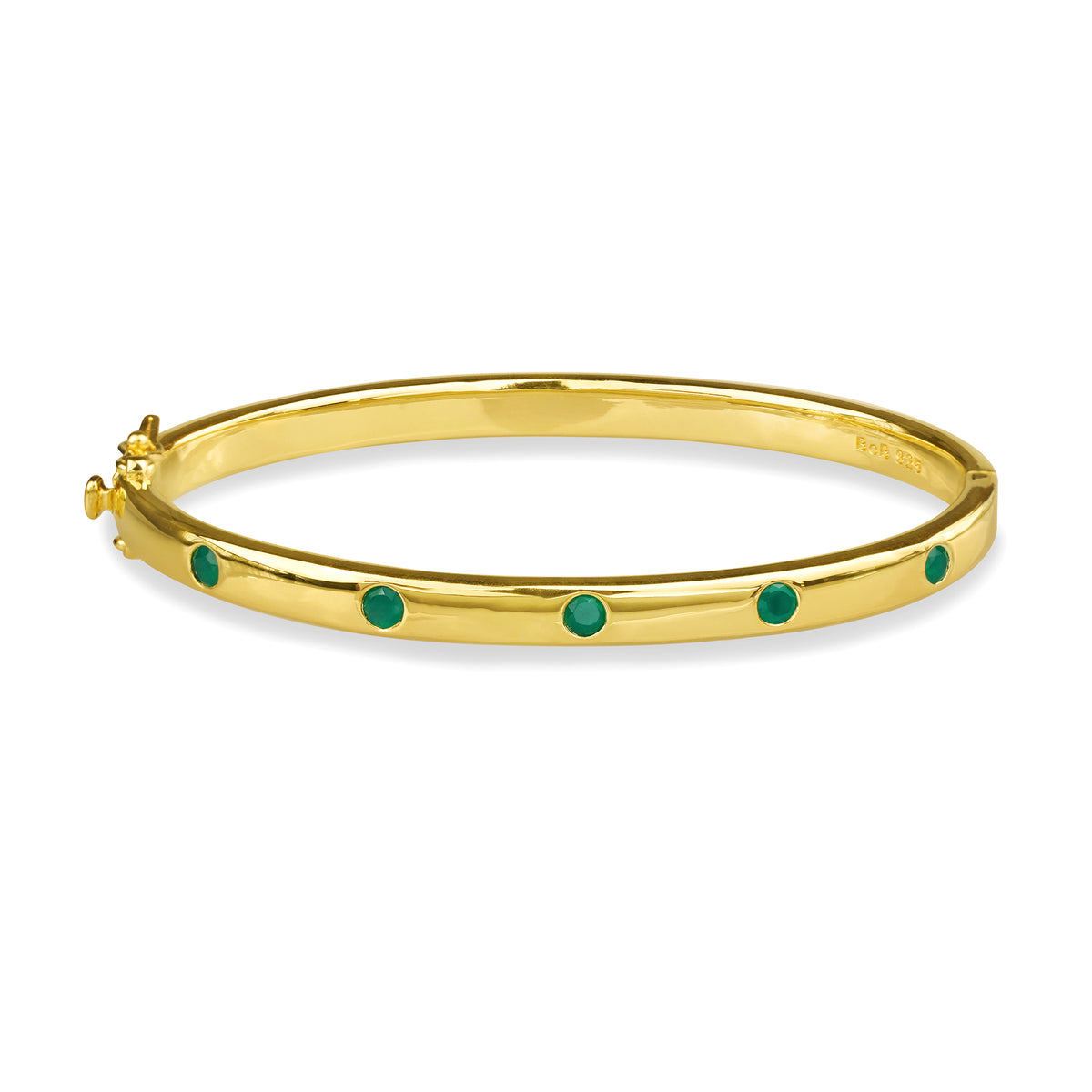 Ibu Five Stone Green Onyx Bracelet - Gold Vermeil