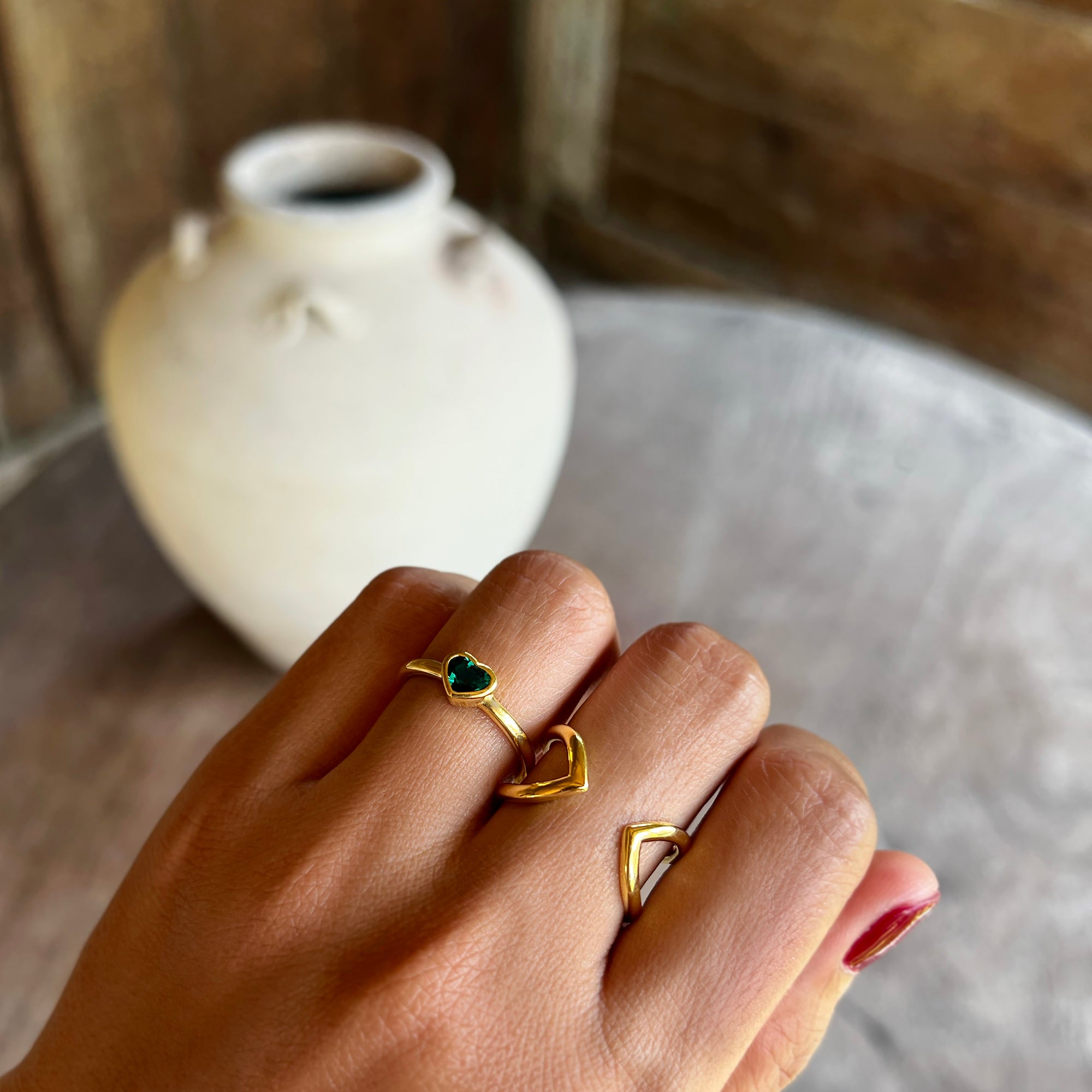 Ibu Heart Green Quartz Ring | BITS OF BALI JEWELRY