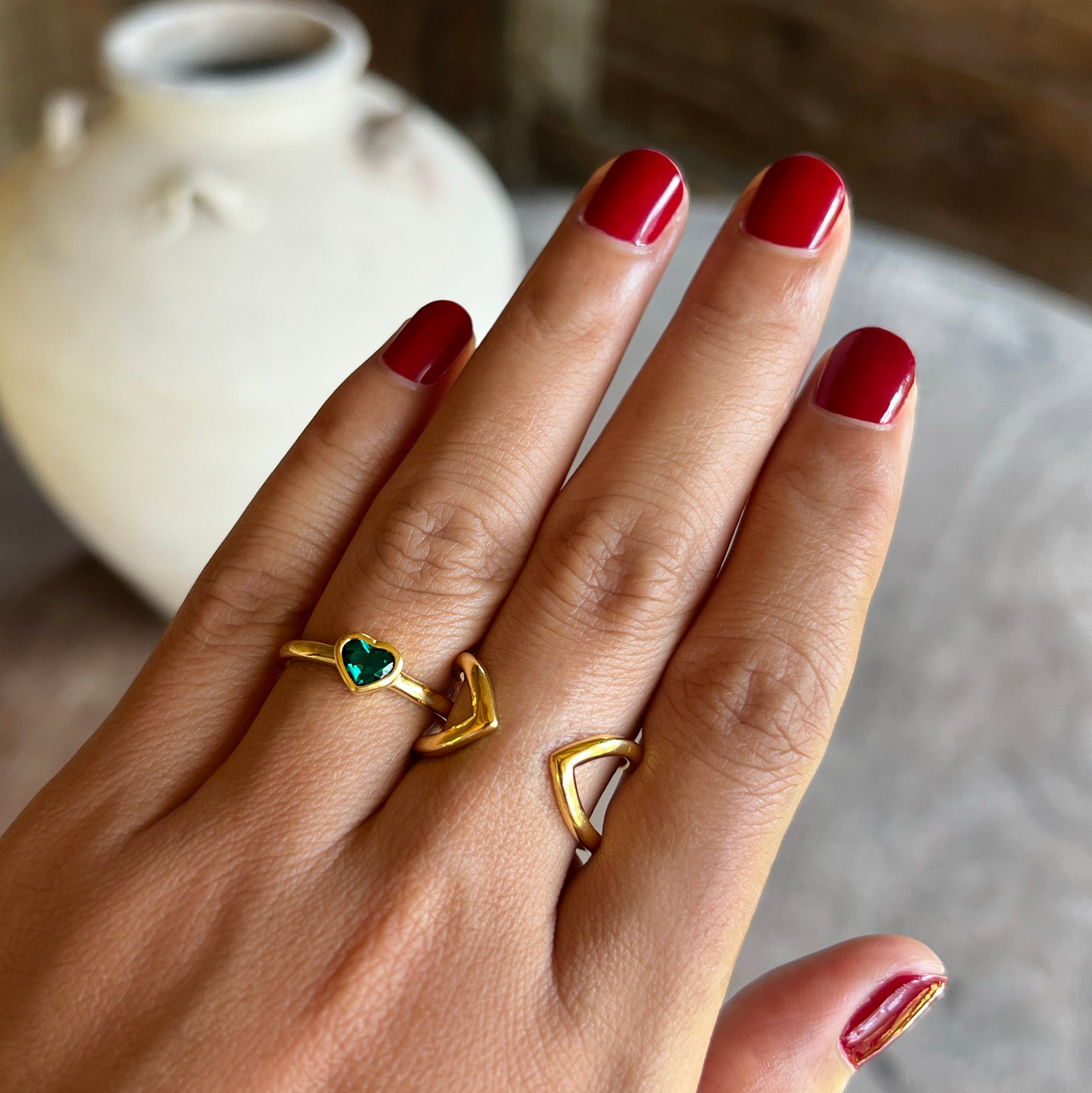 Ibu Heart Green Quartz Ring | BITS OF BALI JEWELRY