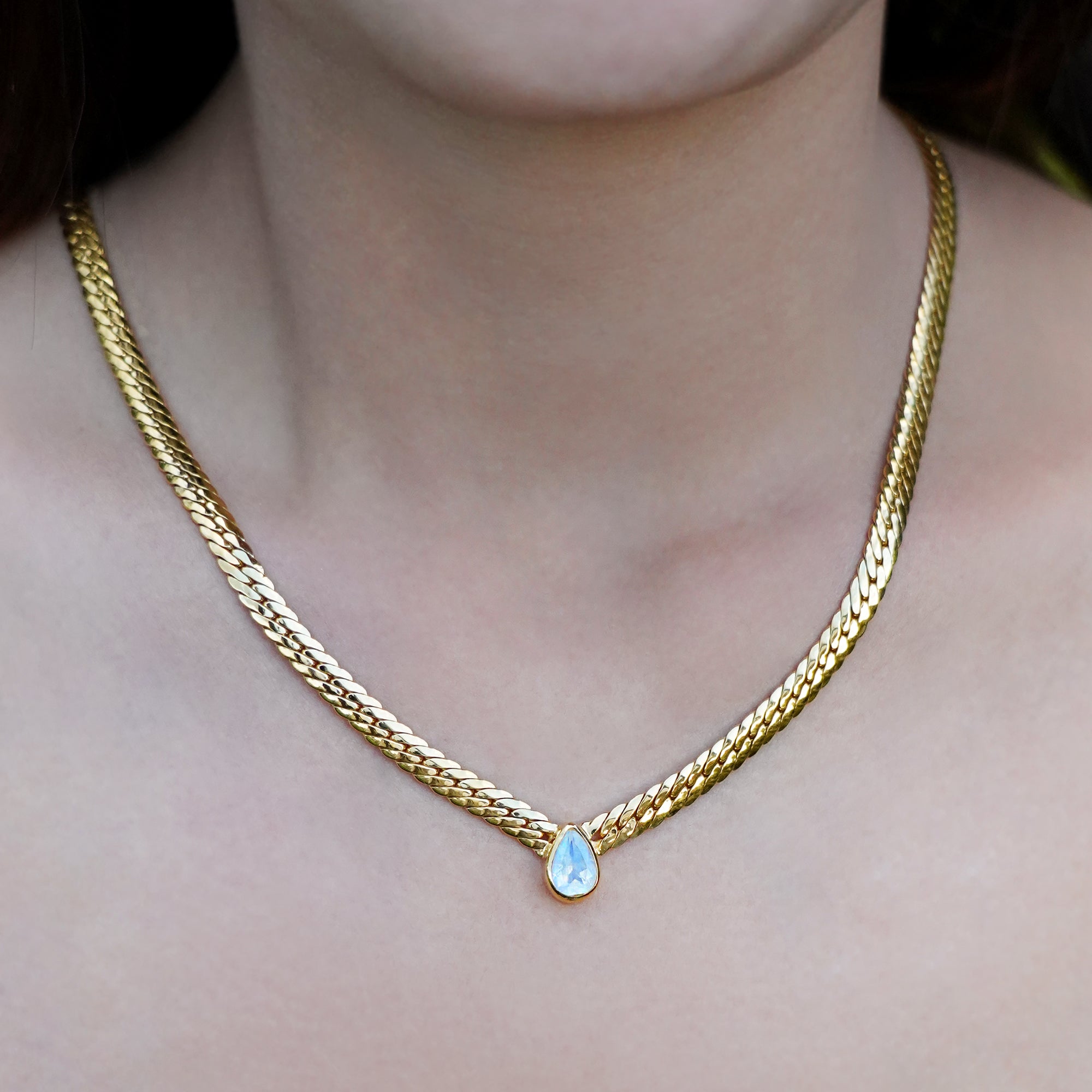 Ibu Luxe Necklace - Rainbow Moonstone | BITS OF BALI JEWELRY