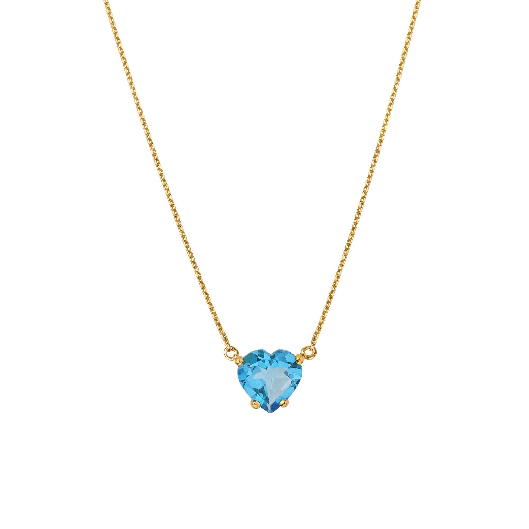 Ibu Heart Blue Topaz Necklace - Gold Vermeil
