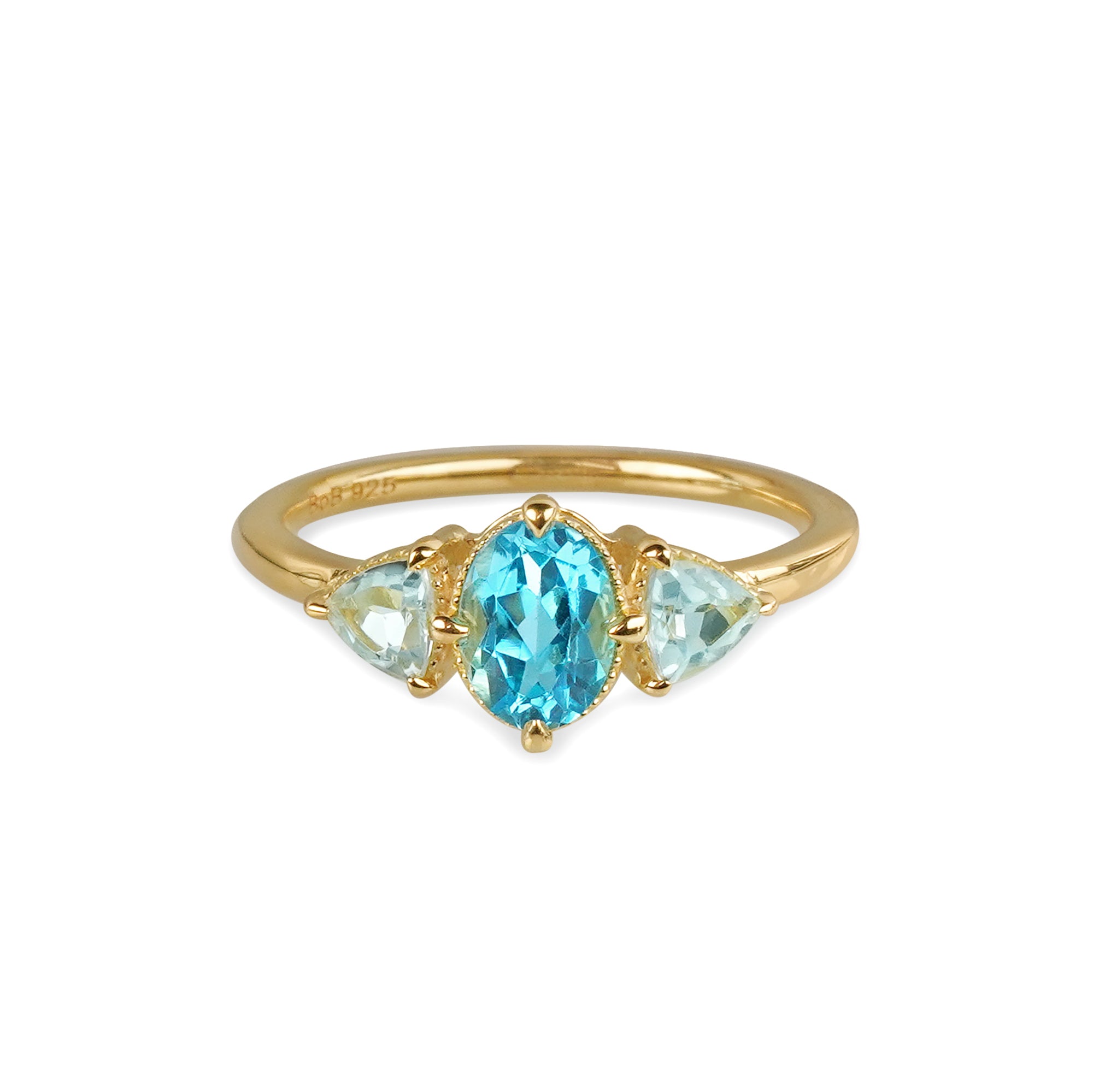 Ibu Trio Vintage Blue Topaz Ring | BITS OF BALI JEWELRY