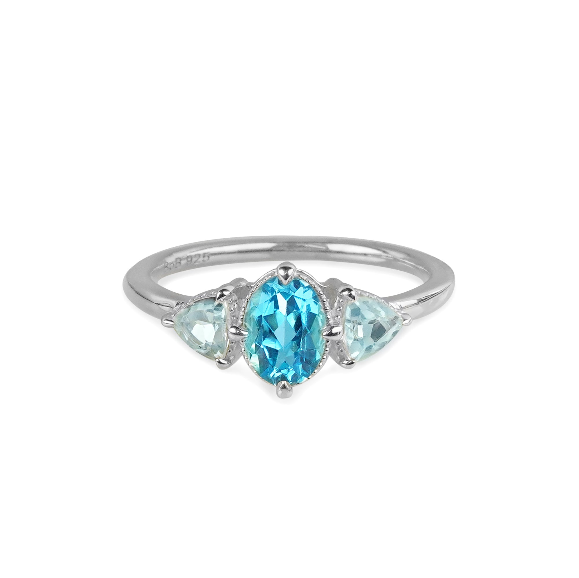 Ibu Trio Vintage Blue Topaz Ring | BITS OF BALI JEWELRY