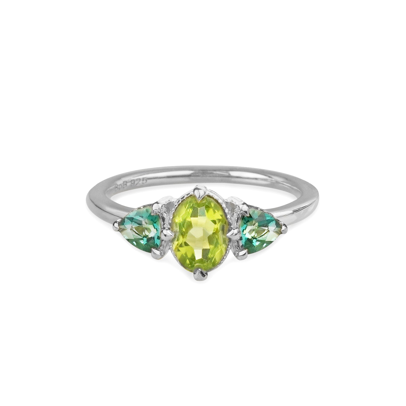 Ibu Trio Vintage Peridot & Green Quartz Ring | BITS OF BALI JEWELRY