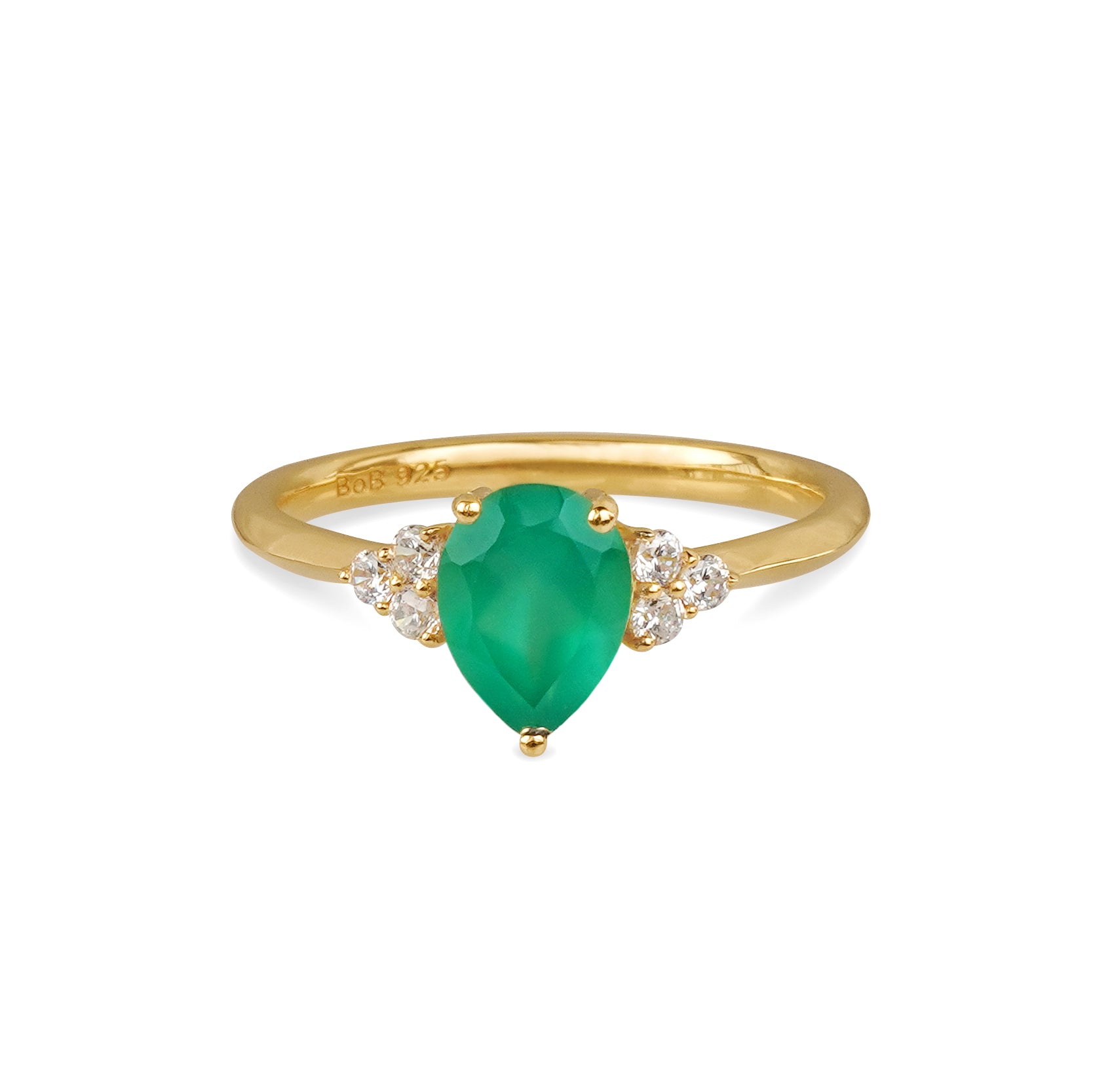 Ibu Green Onyx Tear Drop Ring | BITS OF BALI JEWELRY