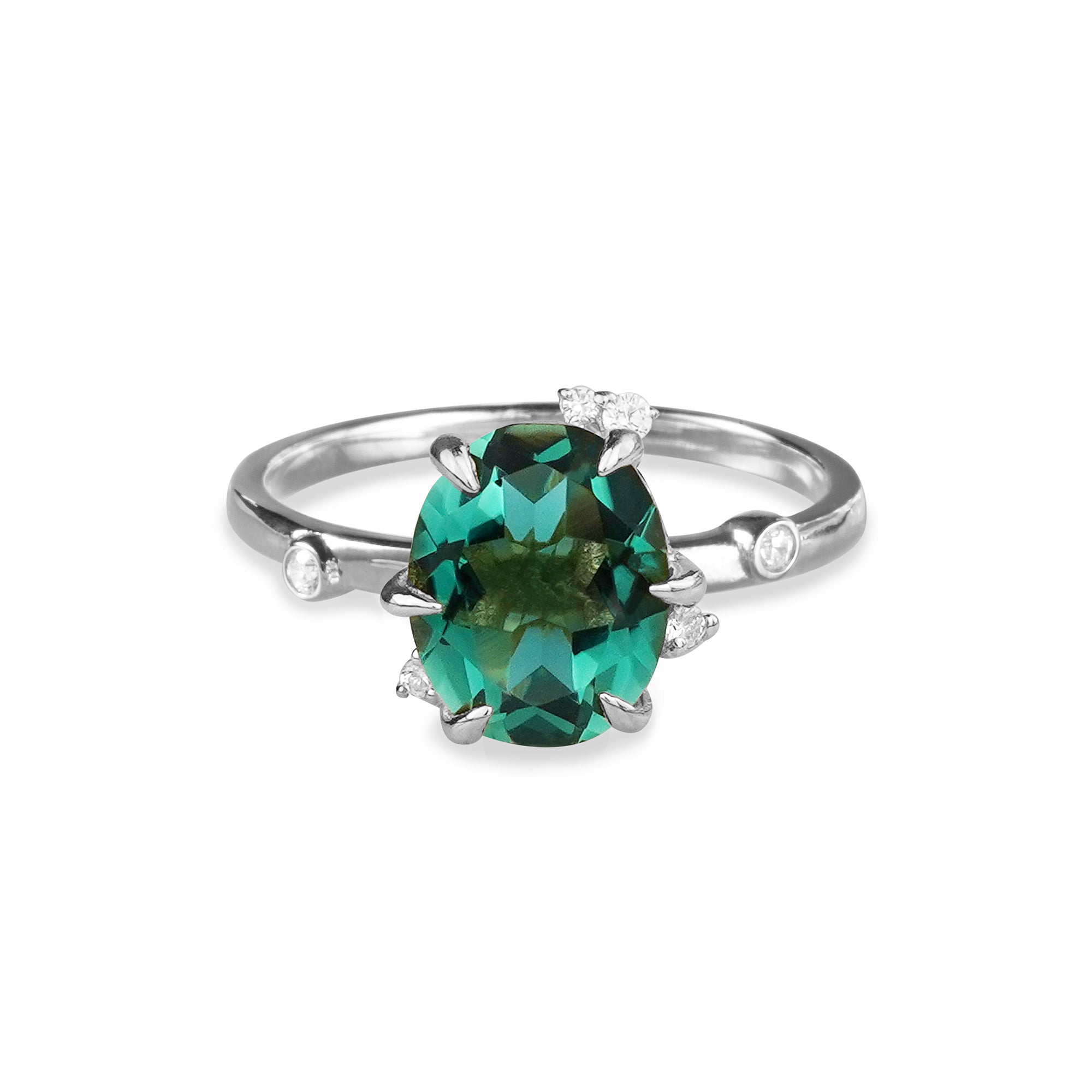 Ibu Flower Green Quartz Ring - Sterling Silver | BITS OF BALI JEWELRY