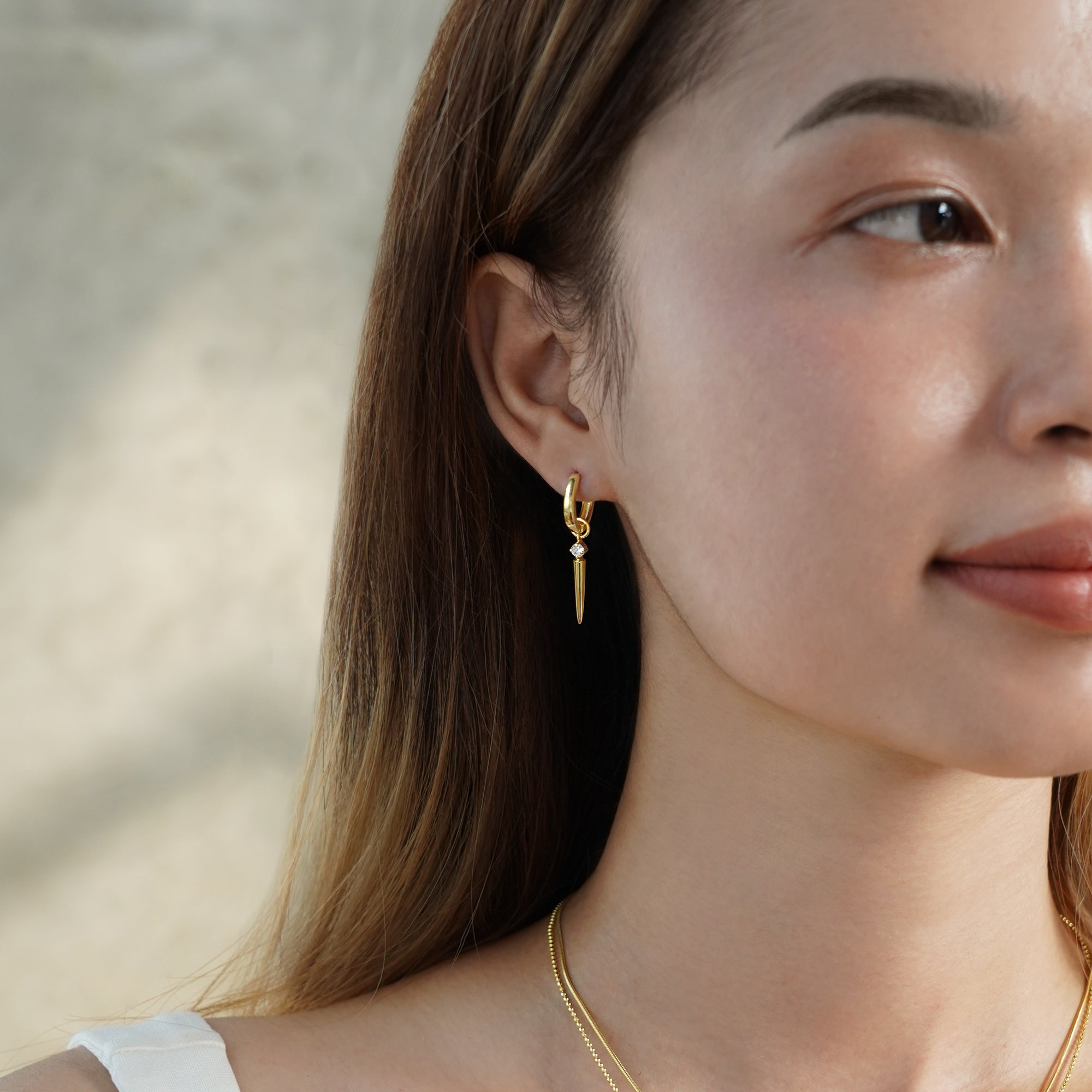 Ibu Huggies Earrings With Needle Cz | BITS OF BALI JEWELRY