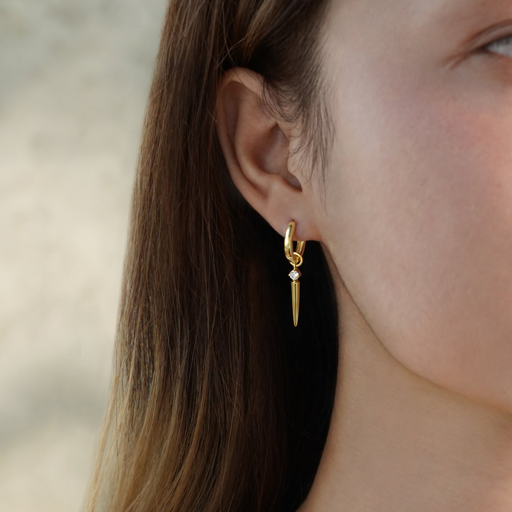 Ibu Huggies Earrings With Needle Cz | BITS OF BALI JEWELRY