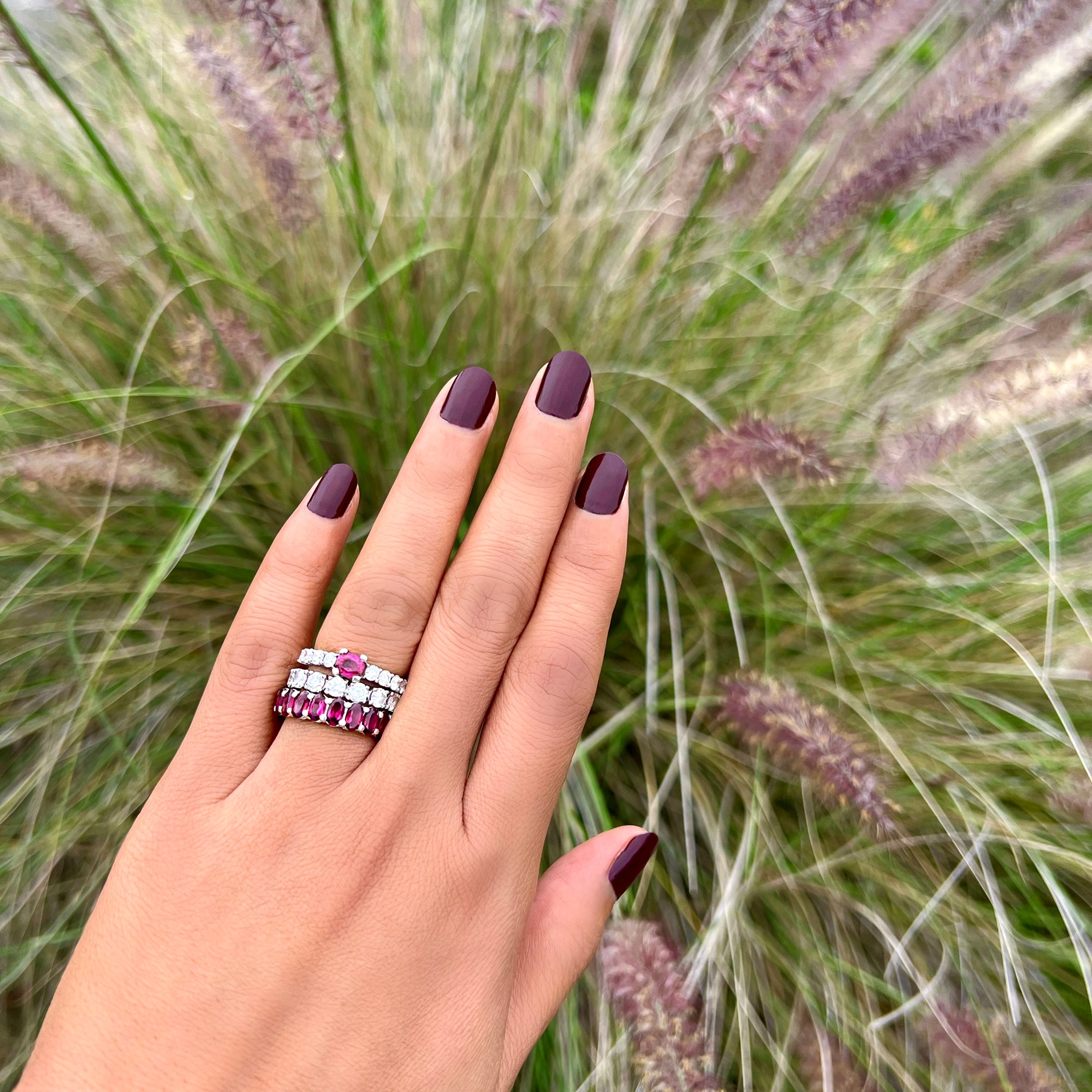 Ibu Rhodolite Eternity Band - Sterling Silver | BITS OF BALI JEWELRY