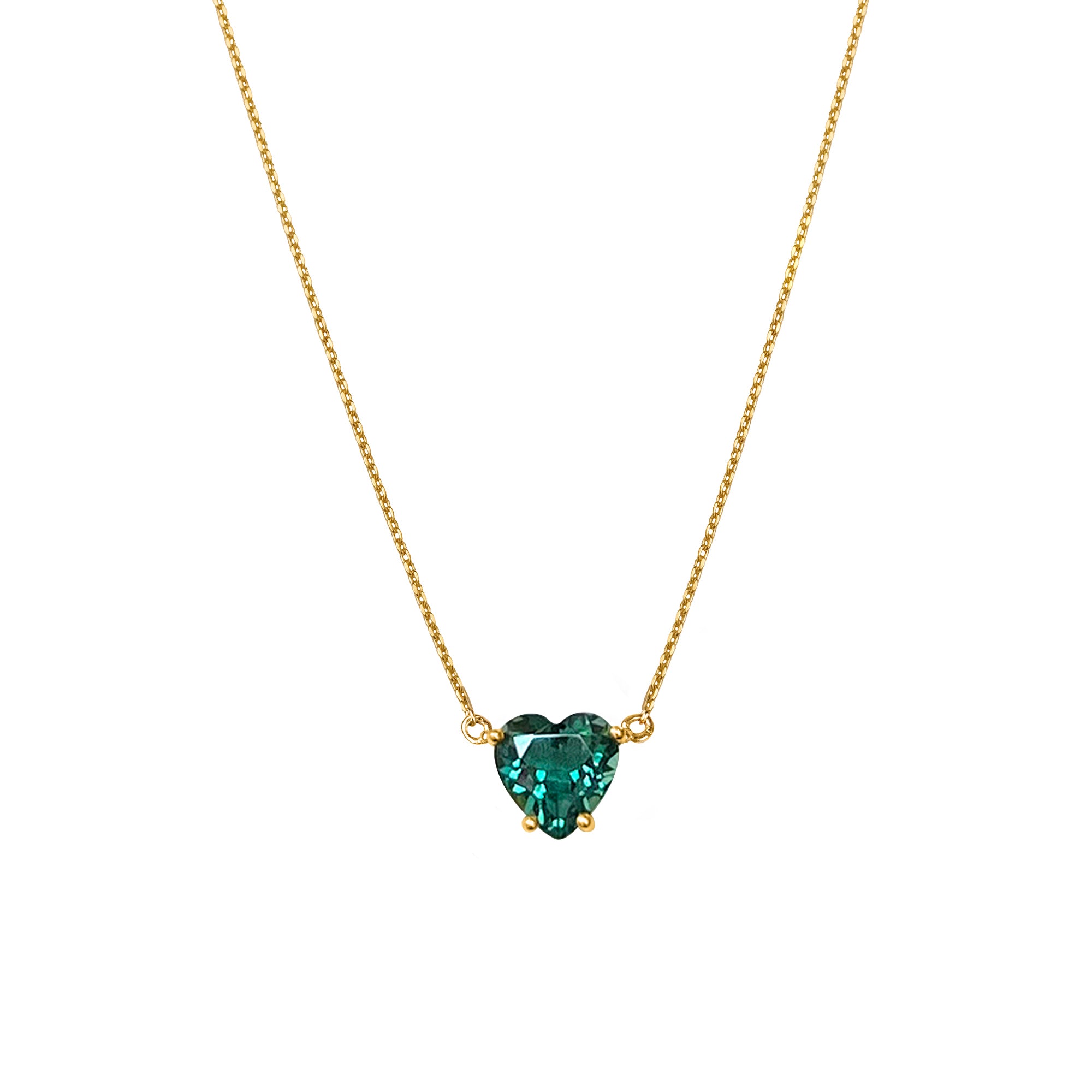 Ibu Heart Green Quartz Necklace - Gold Vermeil