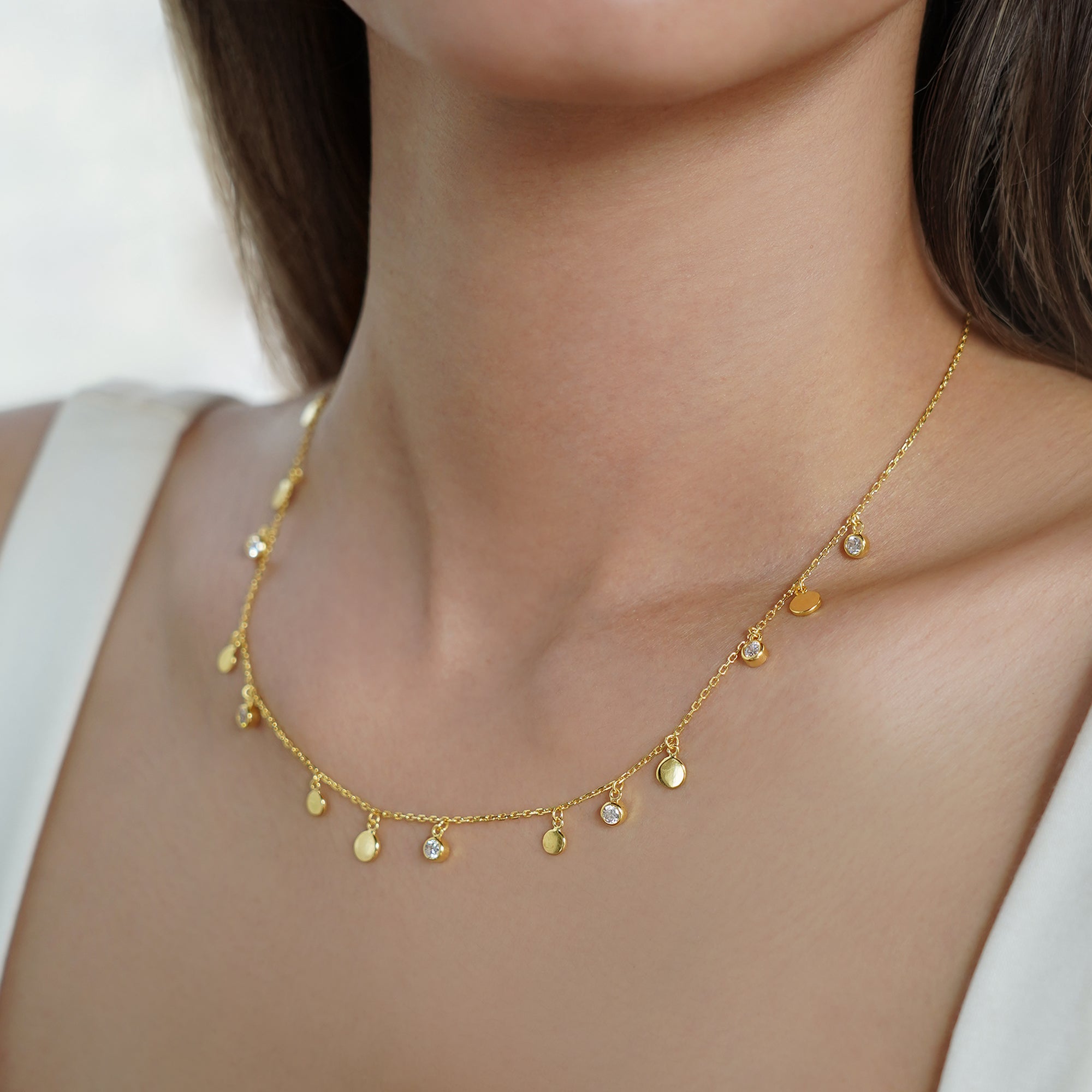 Ibu CZ Disc Necklace - Sterling Silver | BITS OF BALI JEWELRY