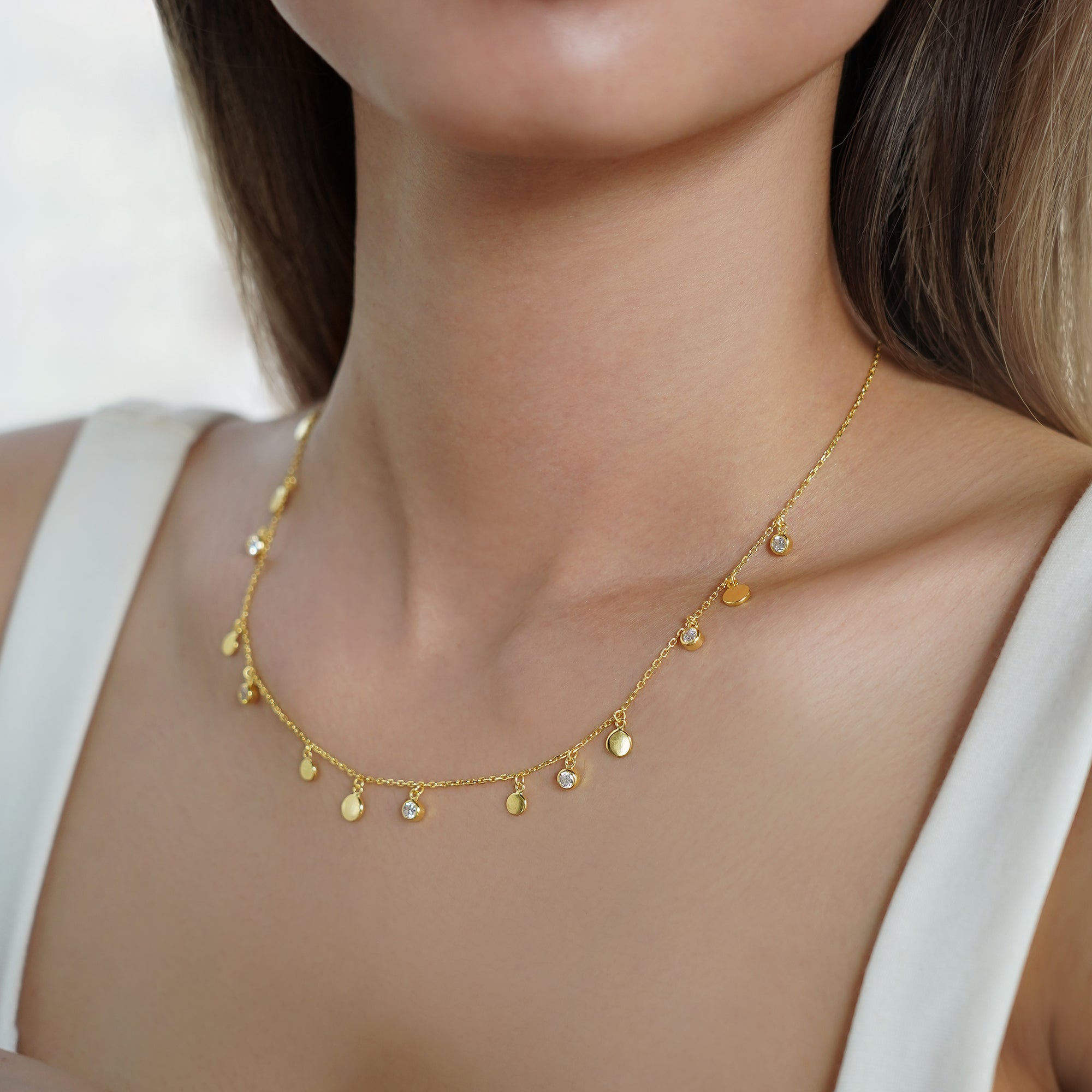 Ibu CZ Disc Necklace - Gold Vermeil | BITS OF BALI JEWELRY