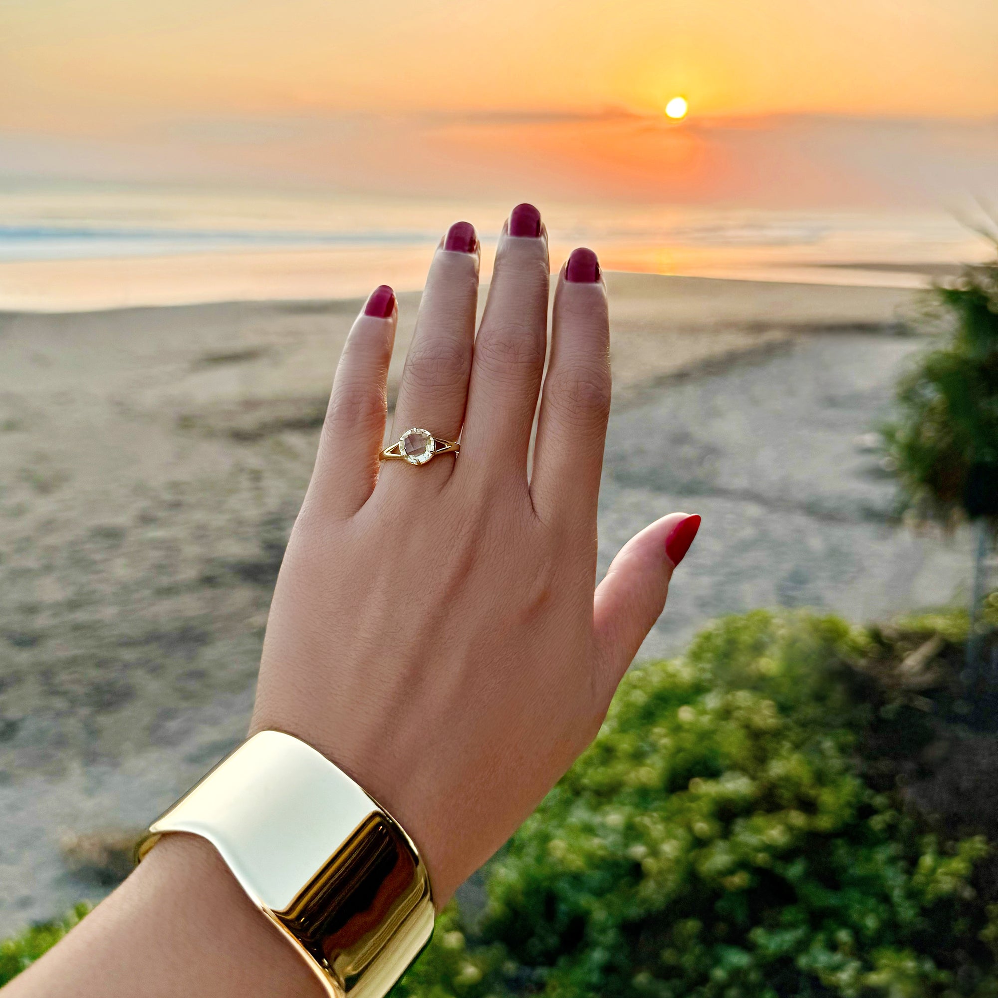 Lemon Quartz Double Shank Ring - Gold Vermeil