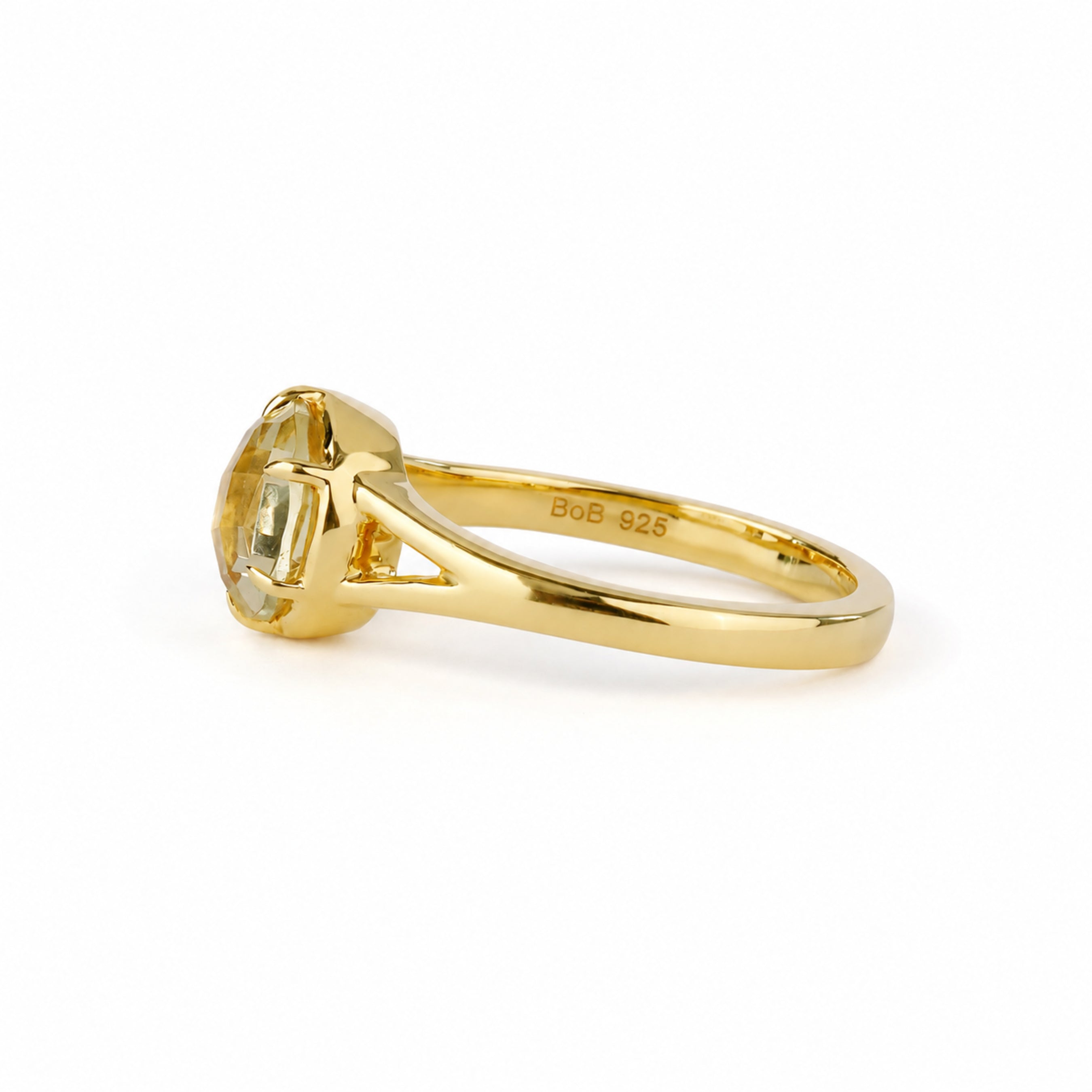 Lemon Quartz Double Shank Ring - Gold Vermeil