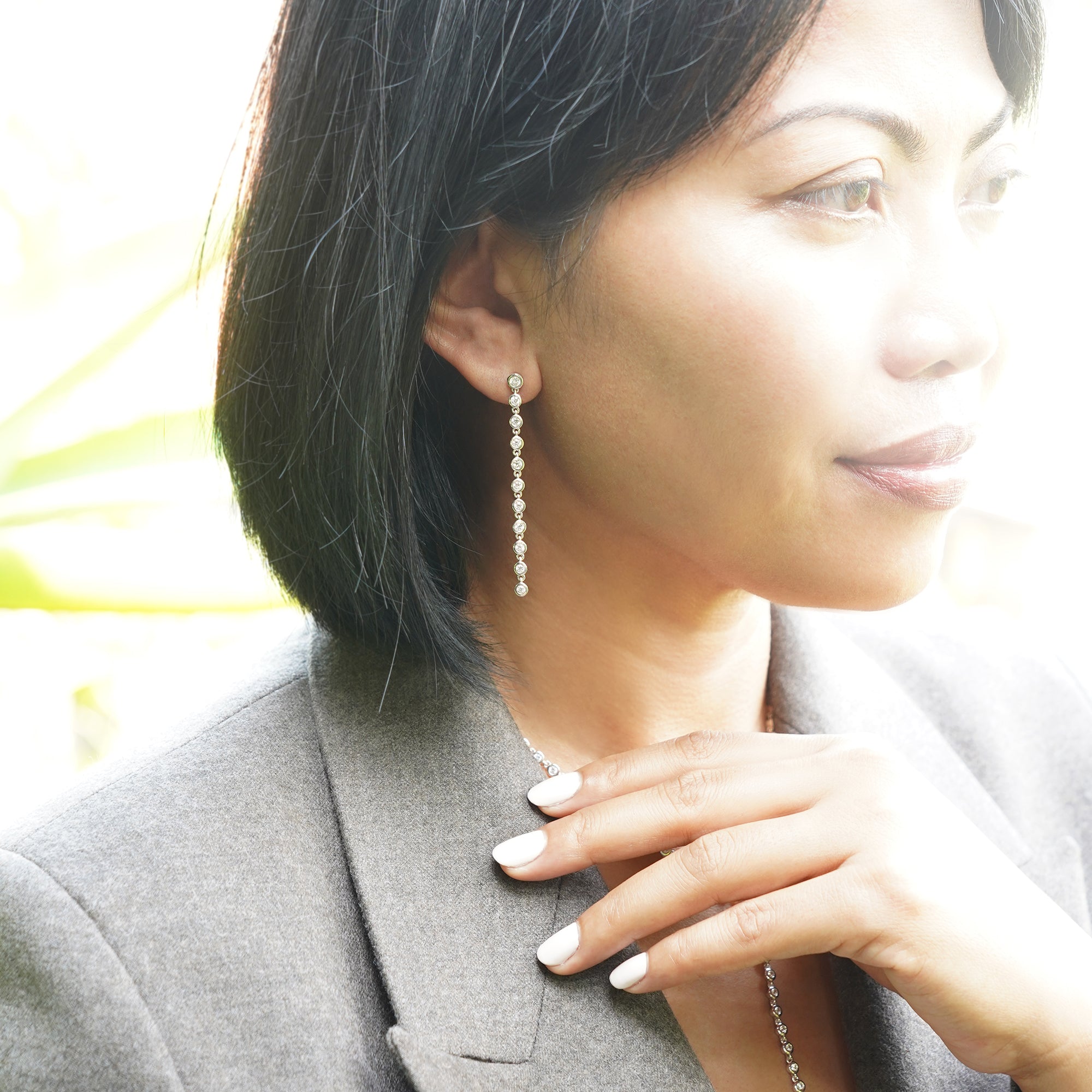Ibu Longer Bezel Cz Drop Earrings | BITS OF BALI JEWELRY