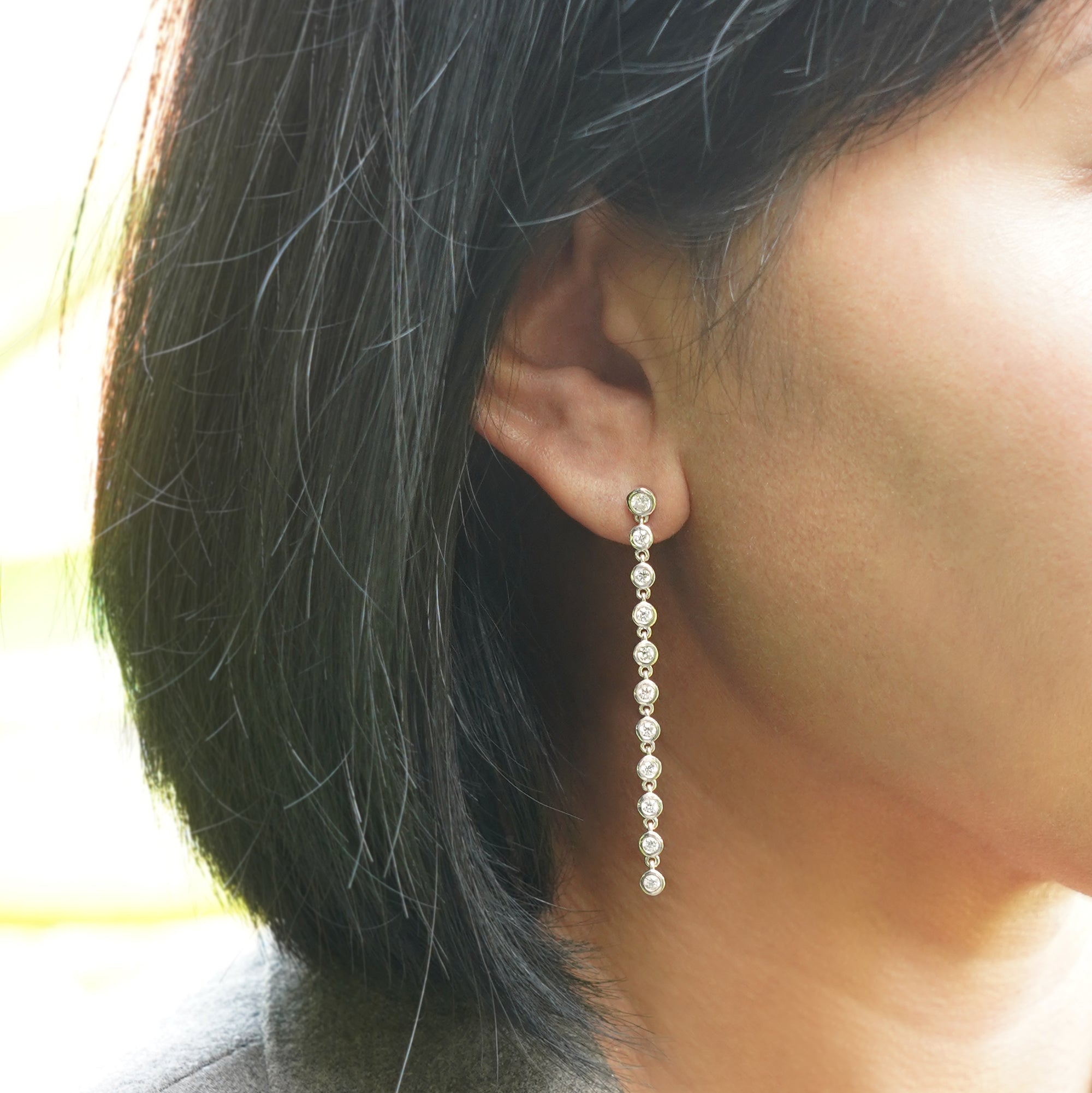 Ibu Longer Bezel Cz Drop Earrings | BITS OF BALI JEWELRY