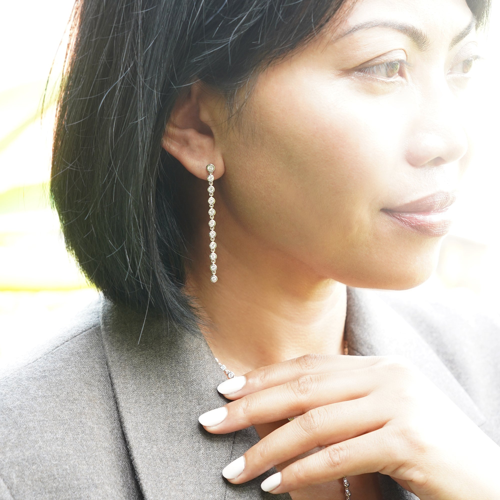 Ibu Longer Bezel Cz Drop Earrings | BITS OF BALI JEWELRY