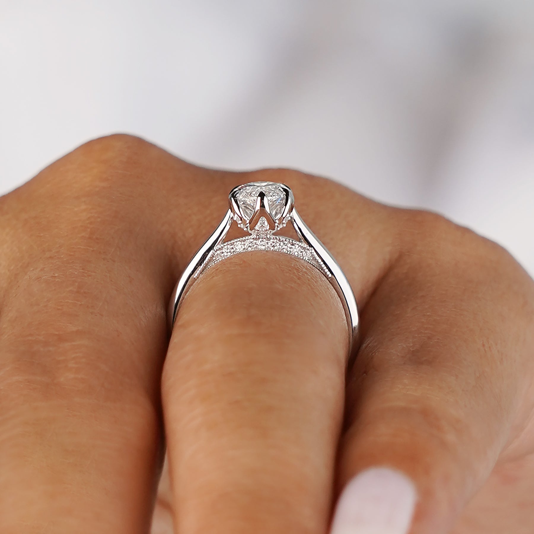 1.90 Carat Marquise With Cathedral Setting Diamond Ring - Solid 14K White Gold