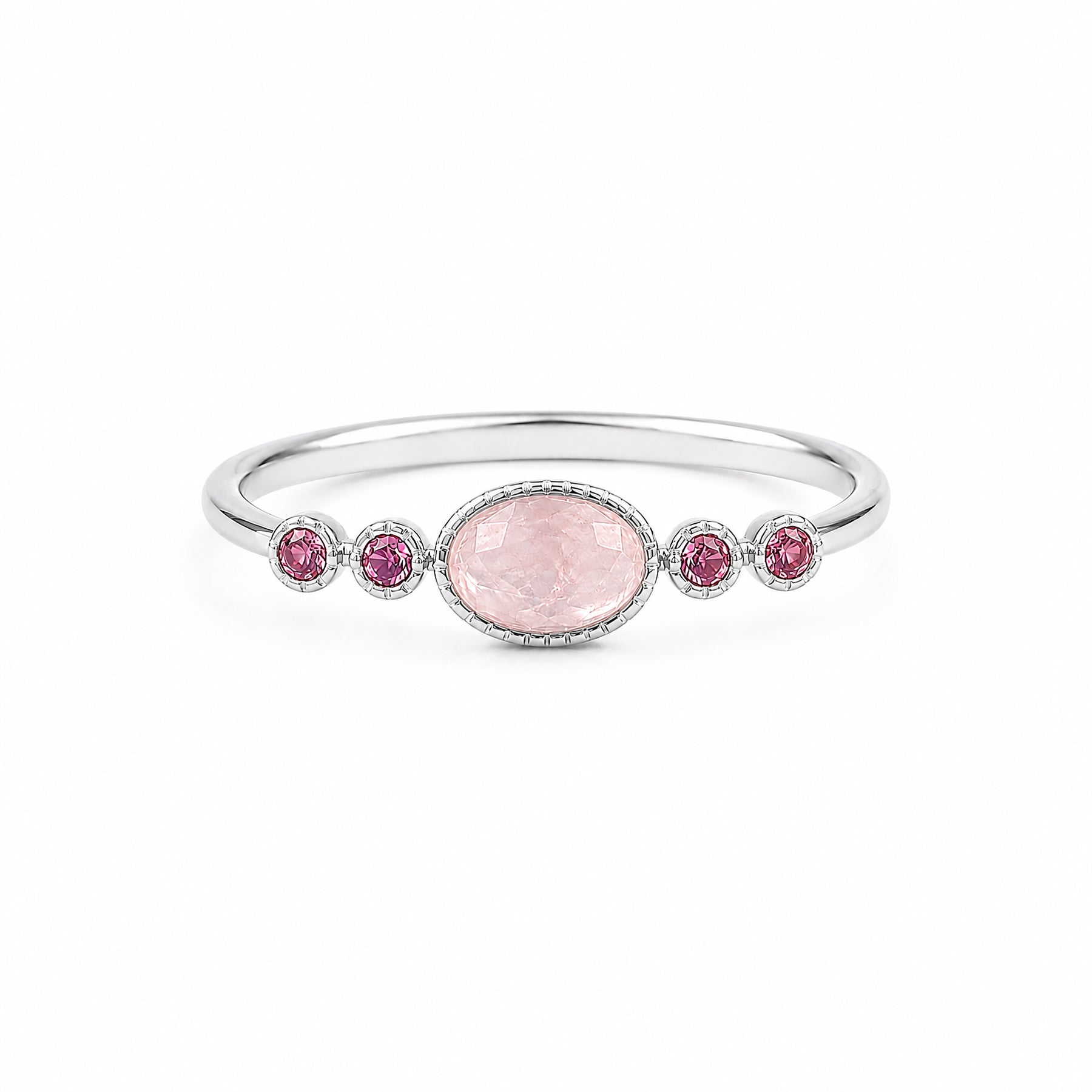 Peach Morganite & Pink Tourmaline Ring - Sterling Silver