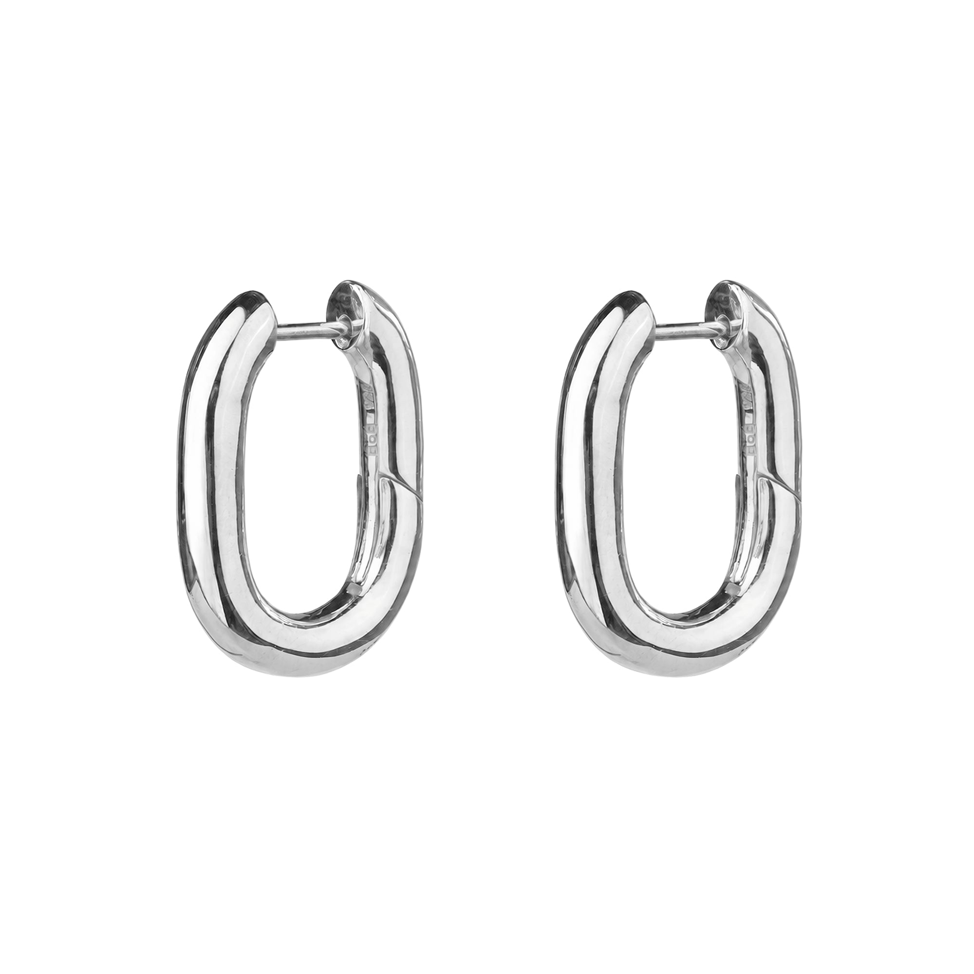 Oval Medium Hoop Earrings - Sterling Silver