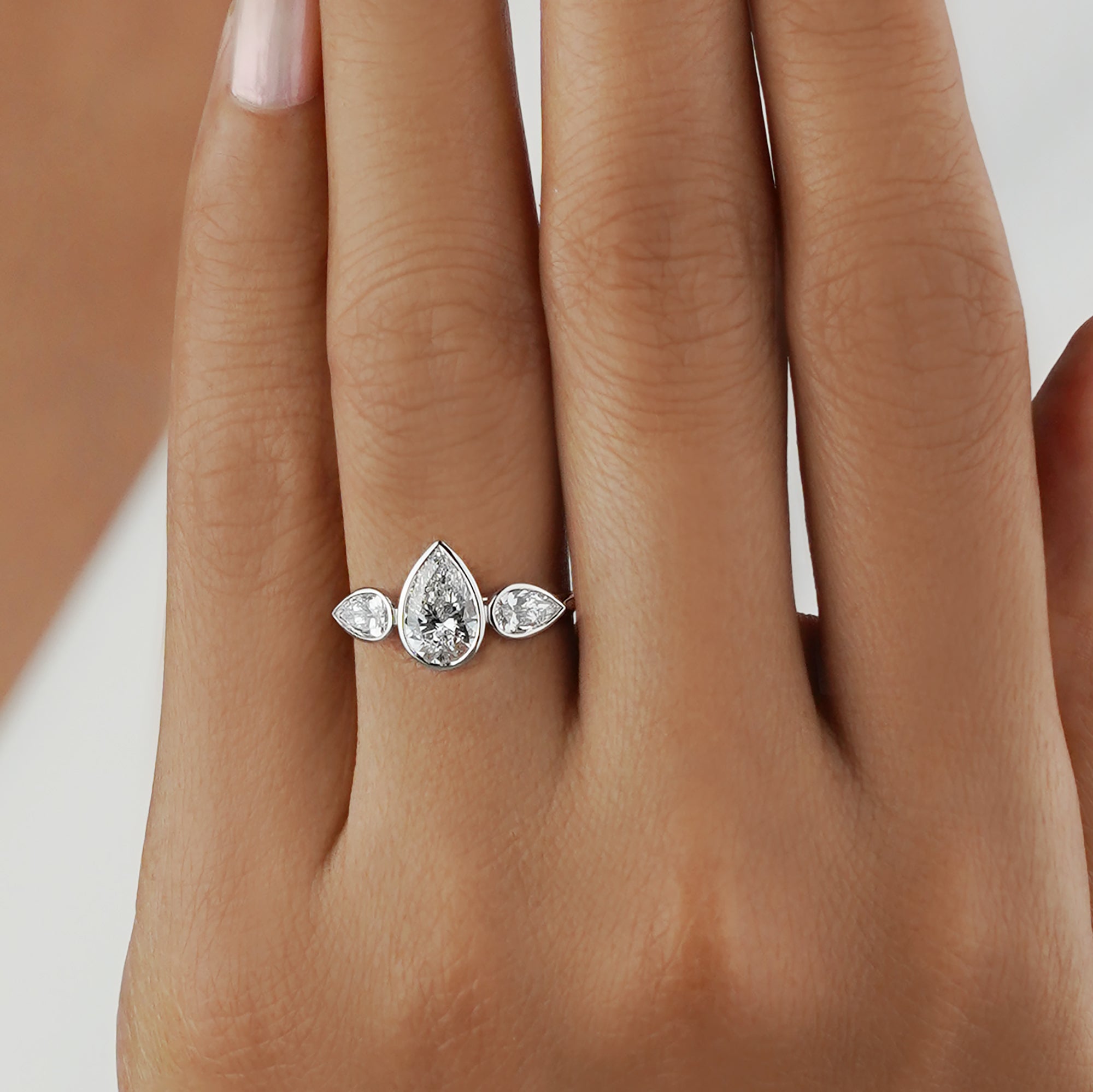 1.58 Carat Pear Diamond Ring - Solid 14K White Gold
