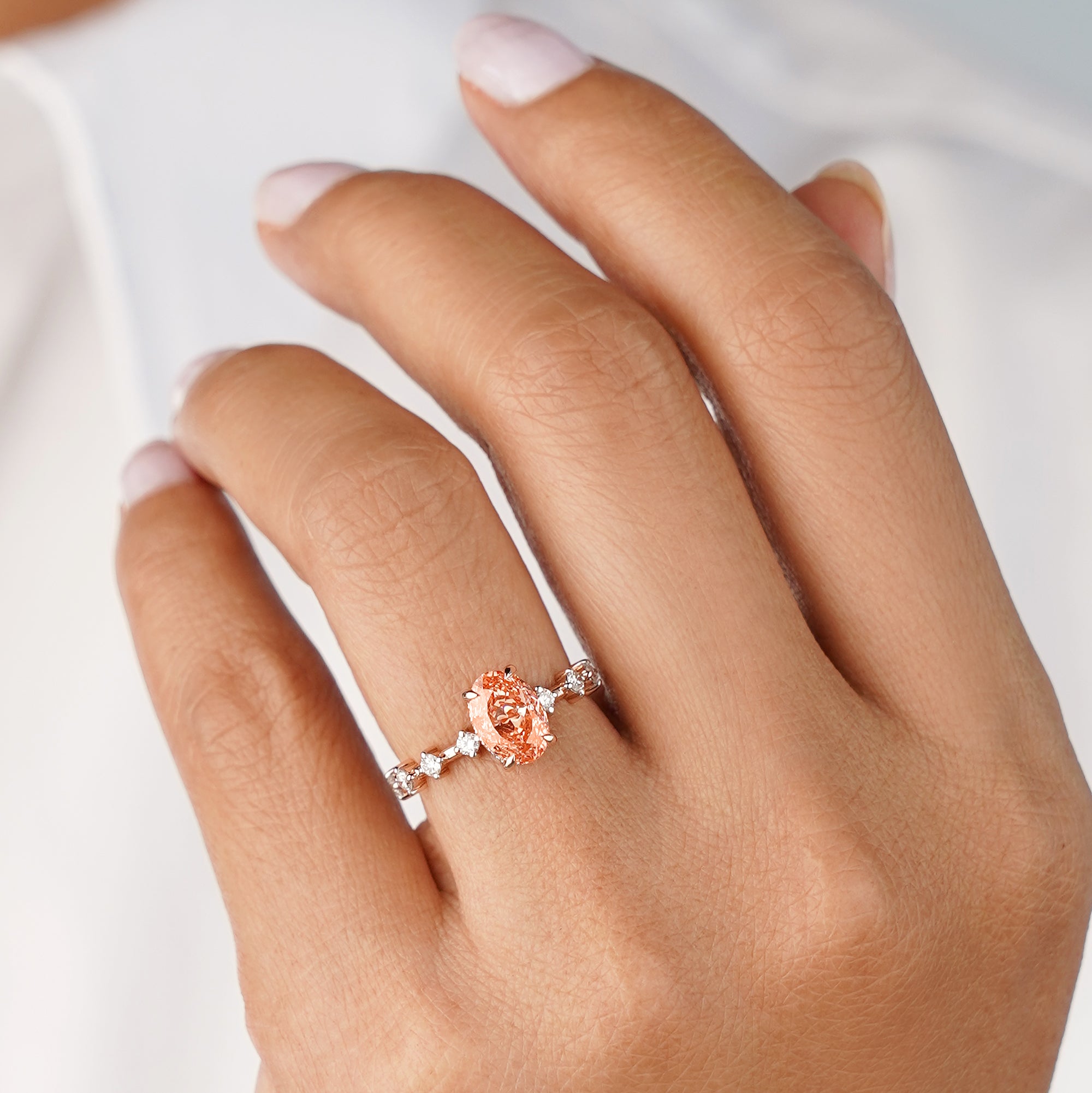 1.56 Carat Pink Lab-grown Distance Diamonds - Solid 14K Rose Gold