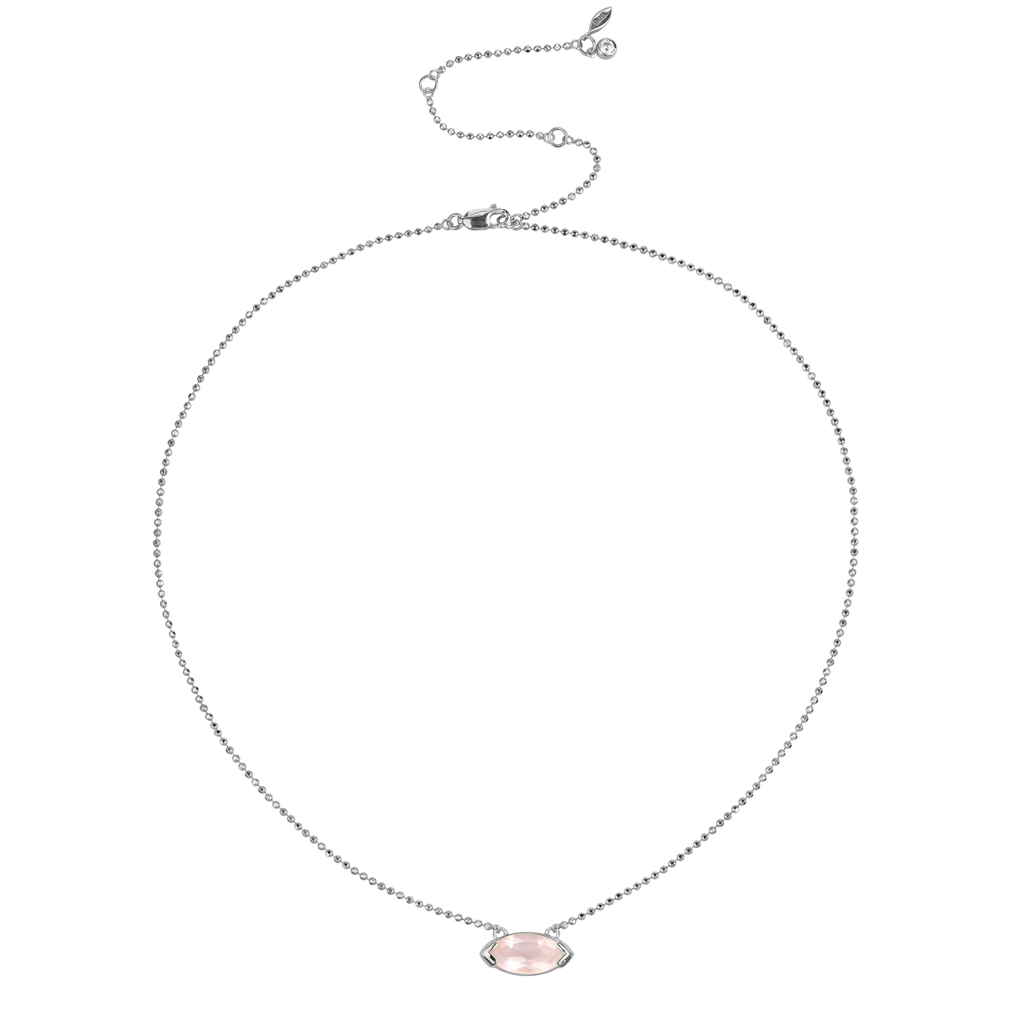 Ibu Large Marquise Pendant Necklace - Rose Quartz | BITS OF BALI JEWELRY