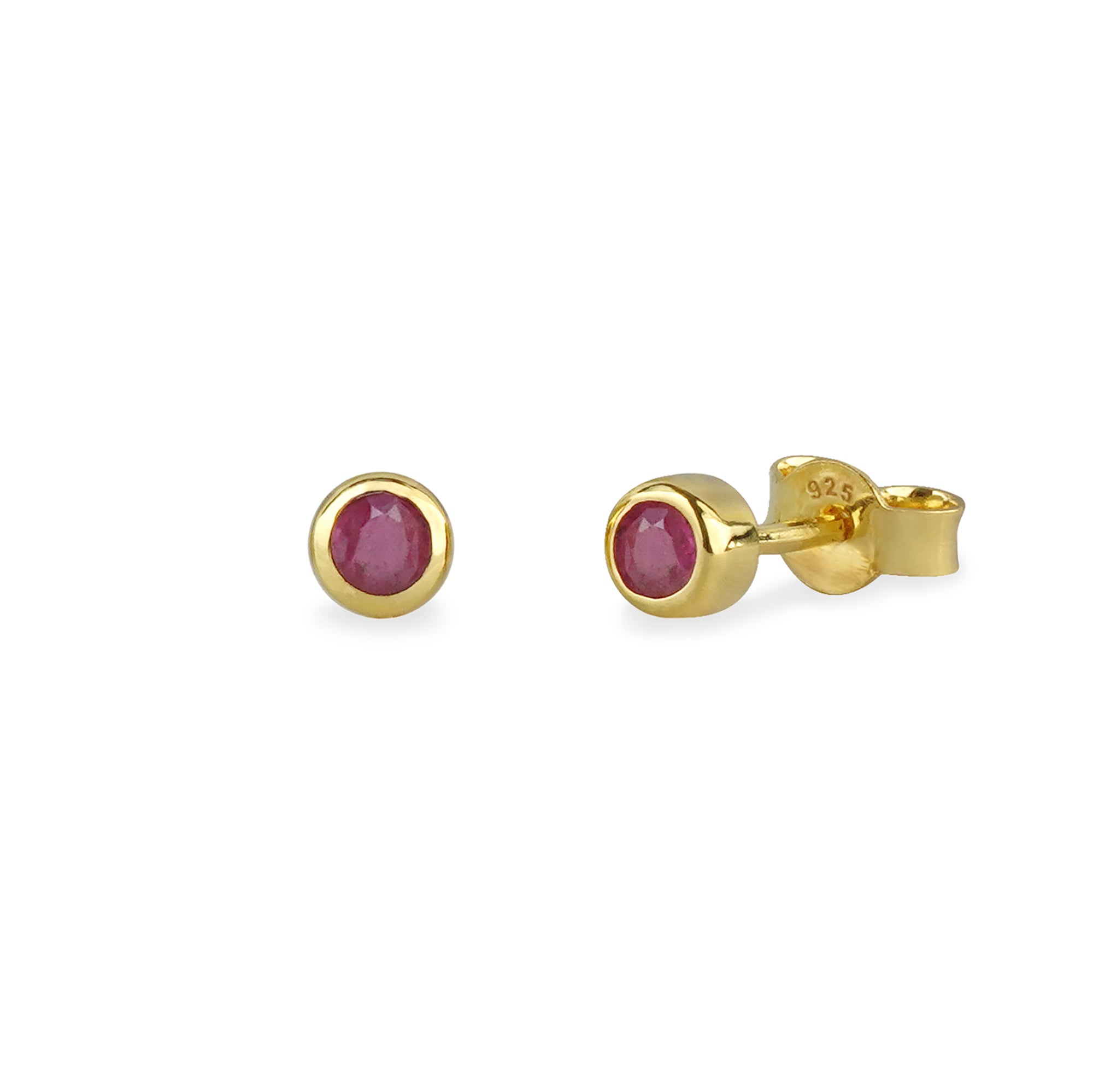 Tiny Single Bezel Earrings - Ruby | BITS OF BALI JEWELRY