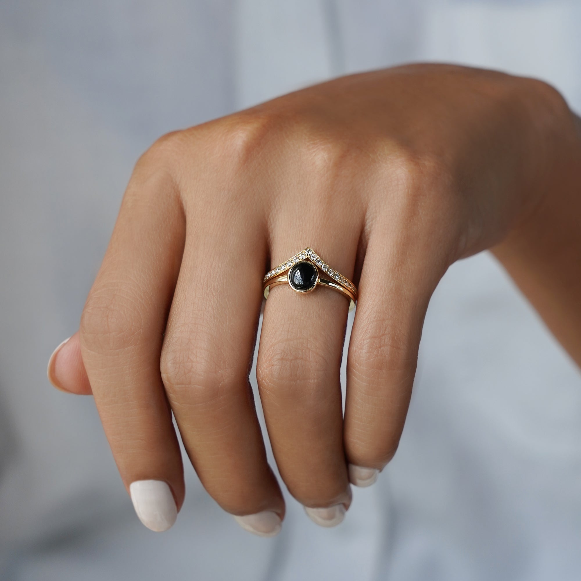 Single Black Onyx Ring - Solid 14K Yellow Gold. | BITS OF BALI JEWELRY