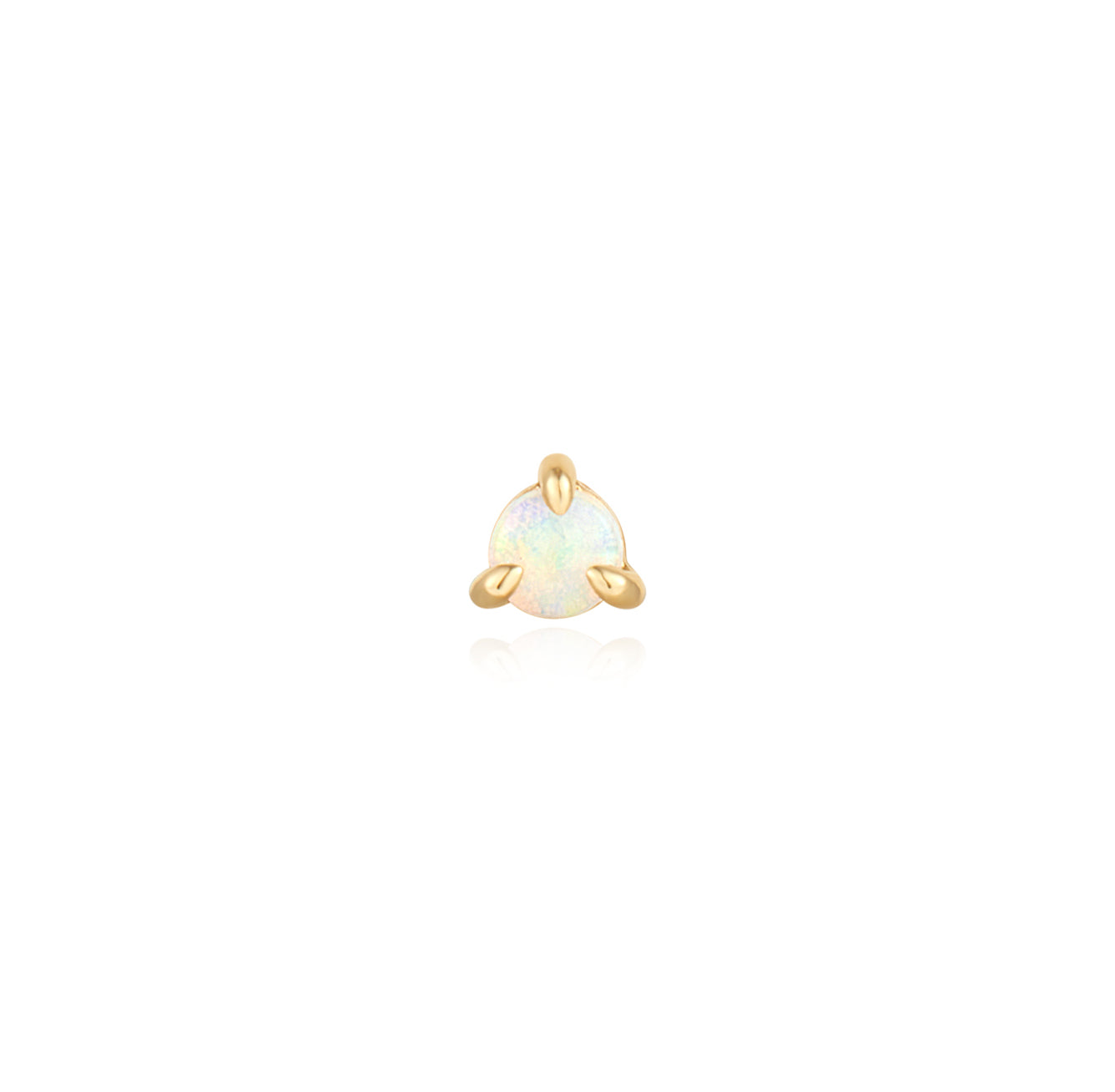 Single Round Opal Flat Back Stud Earrings - Solid 14K Yellow Gold | BITS OF BALI JEWELRY