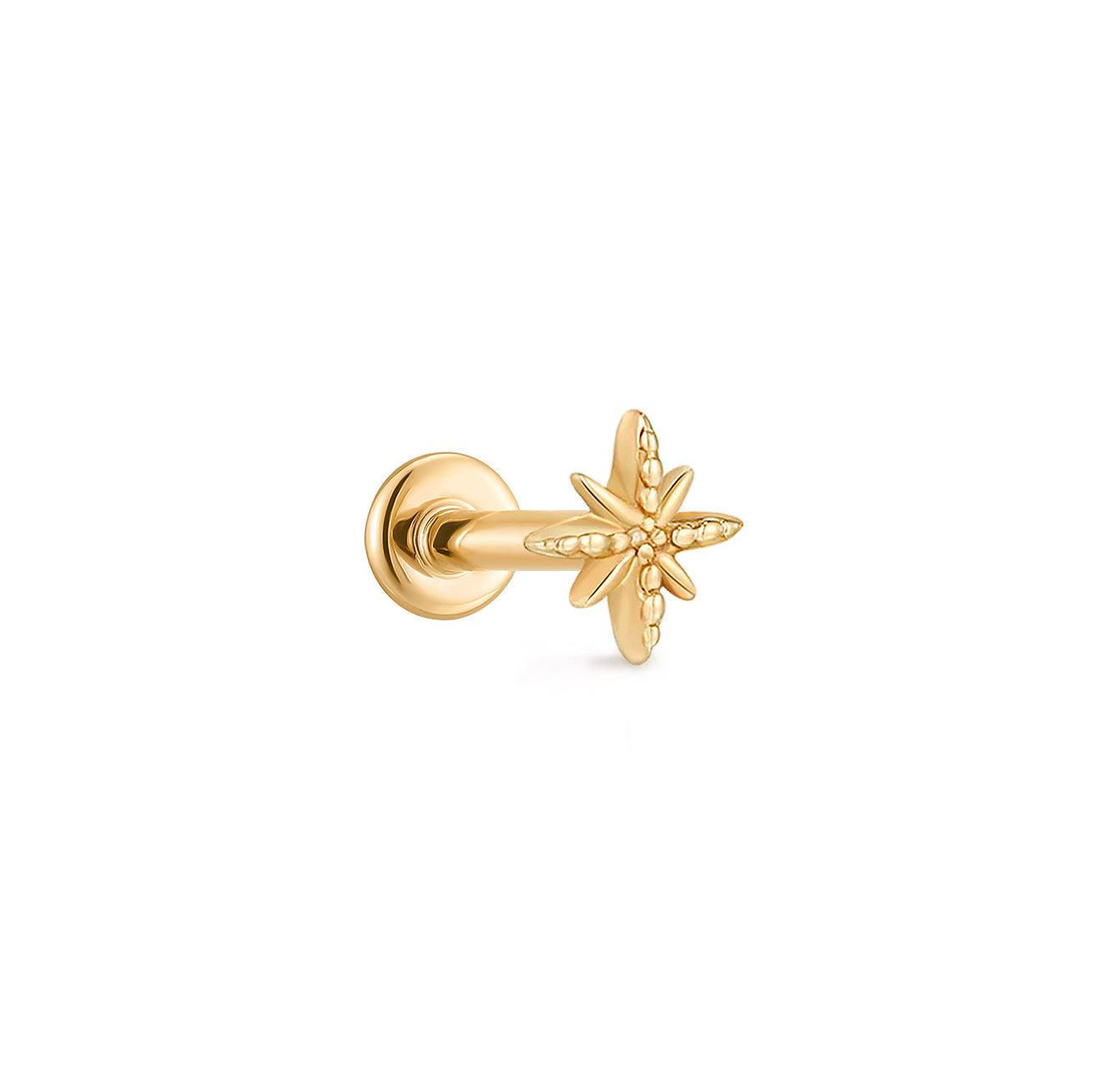 Solid Starburst Flat Back Stud Earrings - Solid 14K Yellow Gold | BITS OF BALI JEWELRY