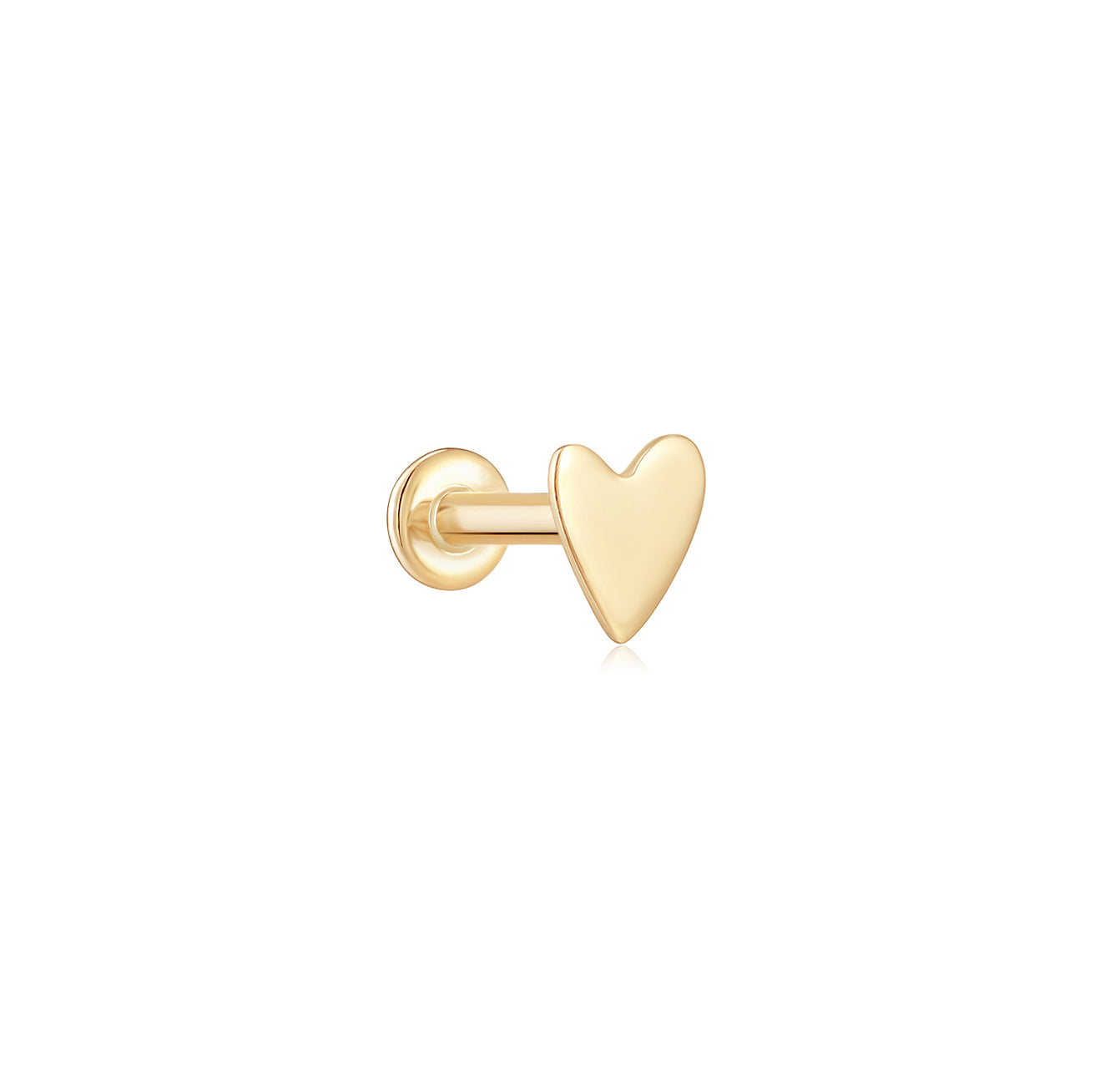 Solid Tiny Heart Flat Back Stud Earrings - Solid 14K Yellow Gold | BITS OF BALI JEWELRY