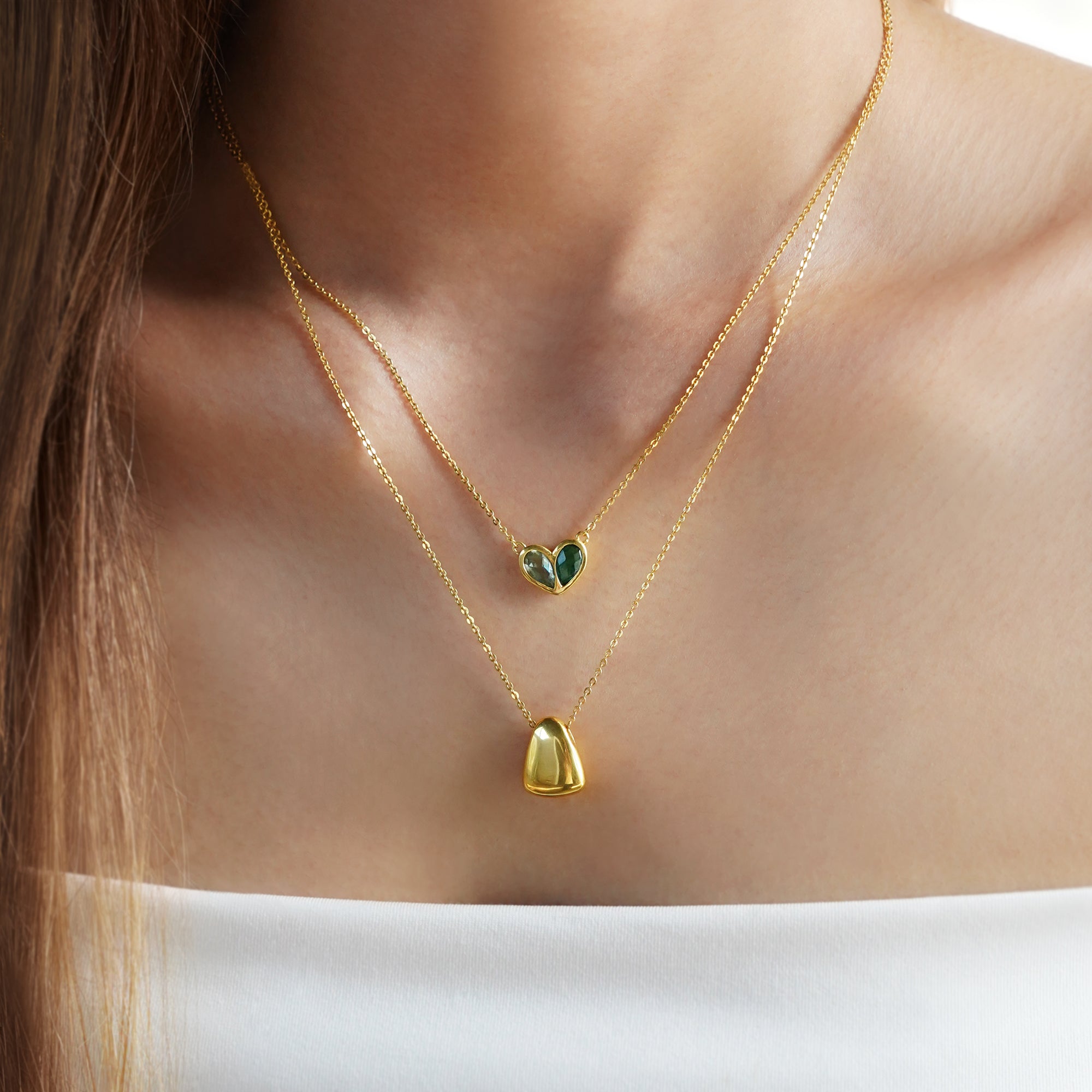 Ibu Two Pears Into Heart Green Quartz Necklace | BITS OF BALI JEWELRY