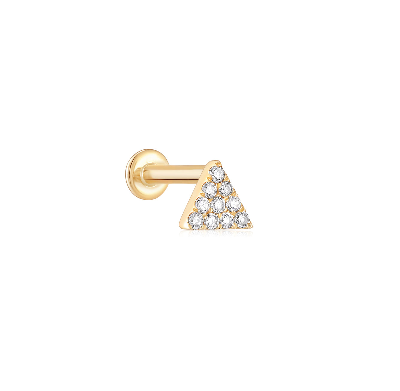 Triangle Diamond Flat Back Stud Earrings - Solid 14K Yellow Gold | BITS OF BALI JEWELRY