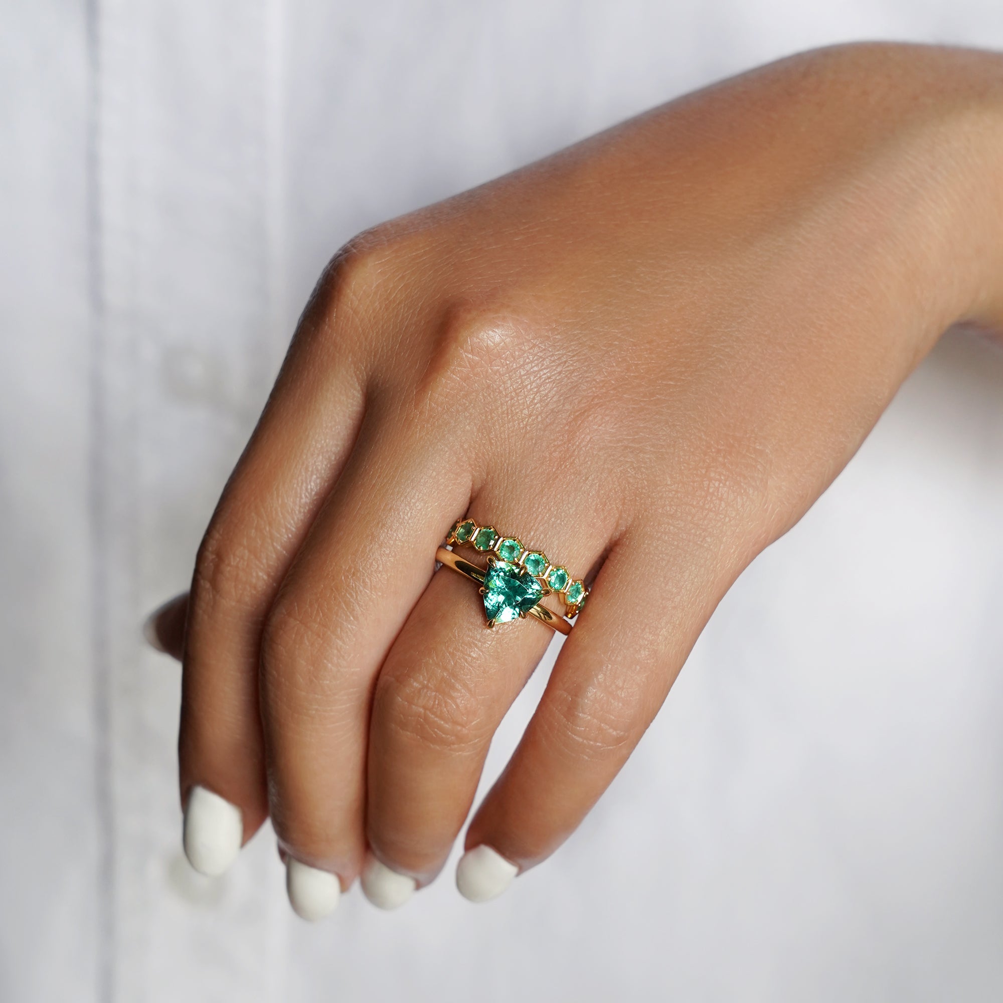 Green Quartz Ring - Solid 18K Yellow Gold | BITS OF BALI JEWELRY