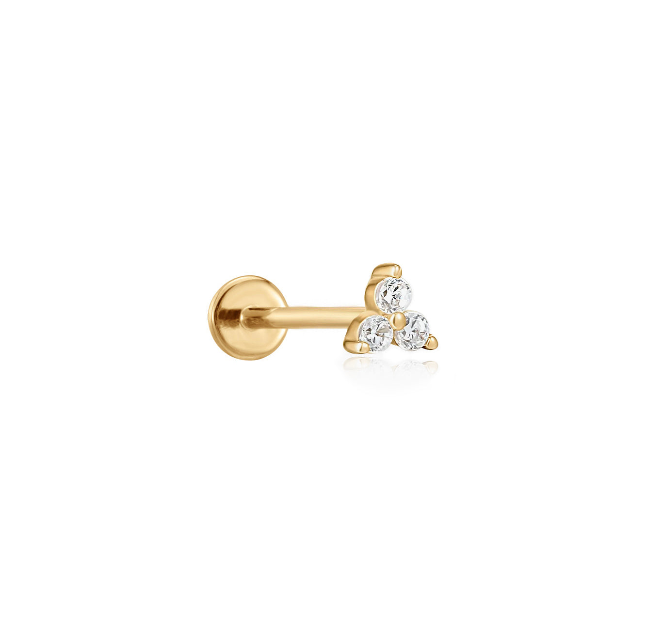 Trio Diamond Flat Back Stud Earrings - Solid 14K Yellow Gold | BITS OF BALI JEWELRY