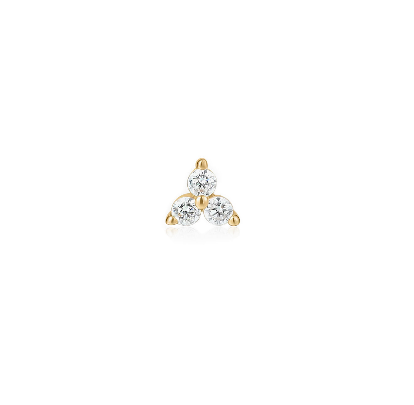 Trio Diamond Flat Back Stud Earrings - Solid 14K Yellow Gold | BITS OF BALI JEWELRY