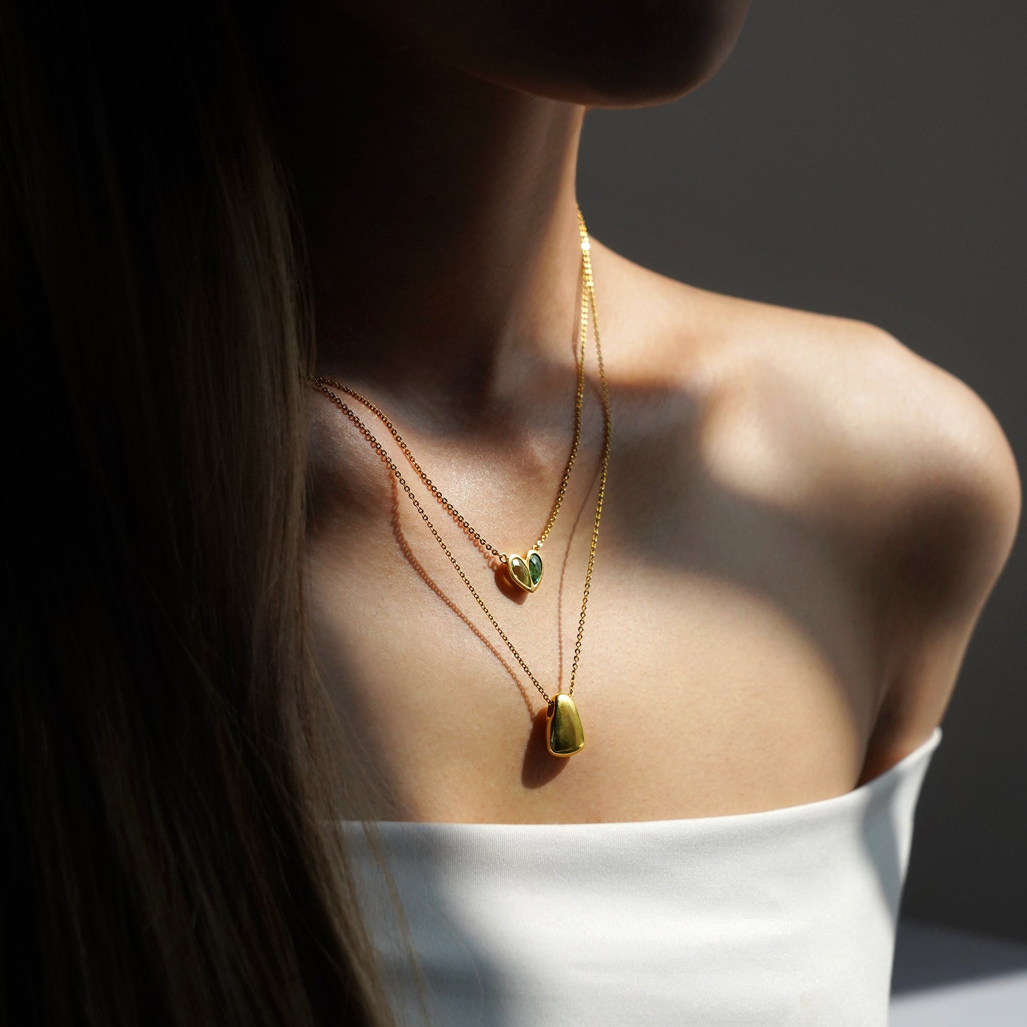 Ibu Two Pears Into Heart Green Quartz Necklace | BITS OF BALI JEWELRY